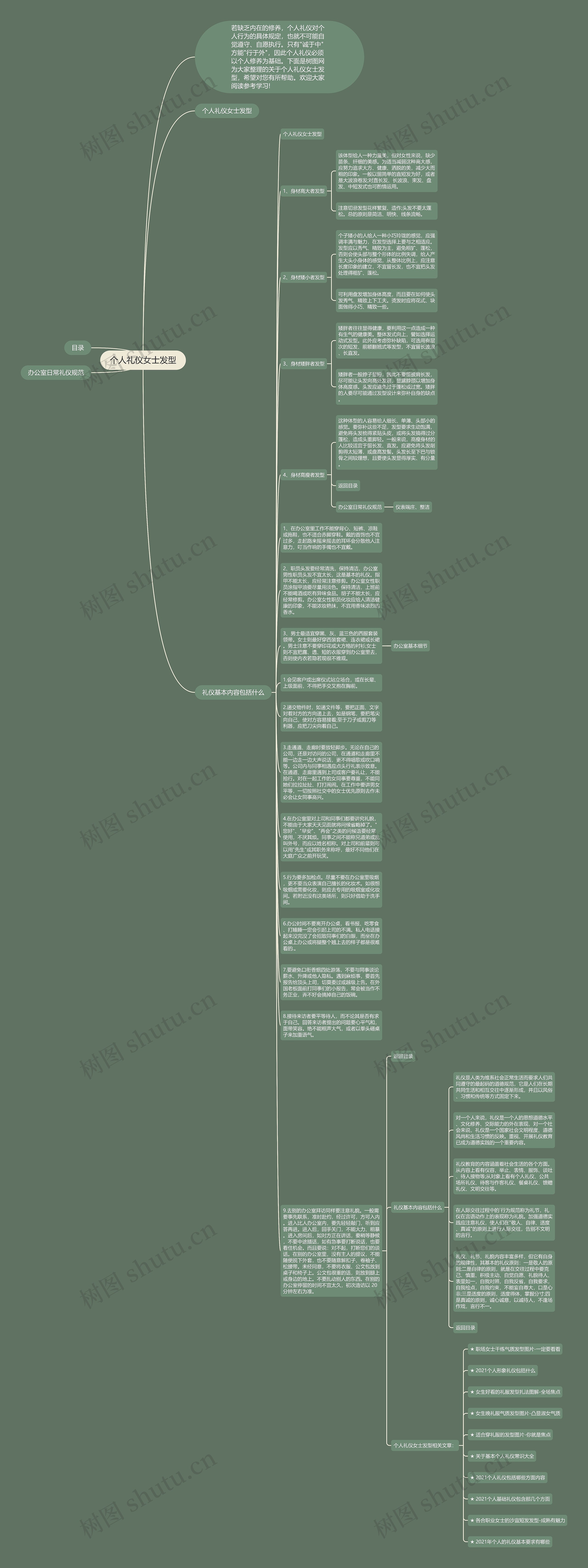 个人礼仪女士发型思维导图