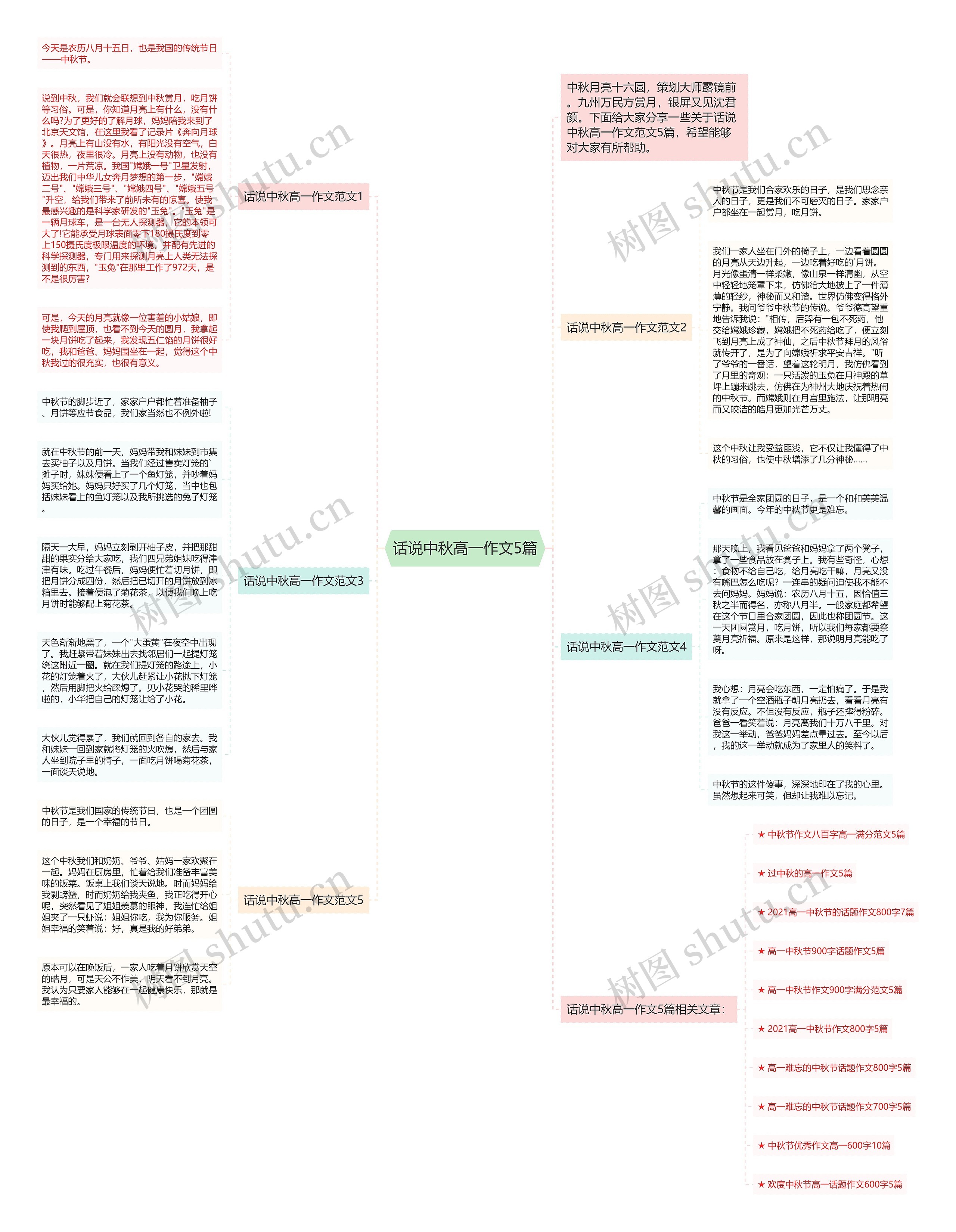 话说中秋高一作文5篇思维导图