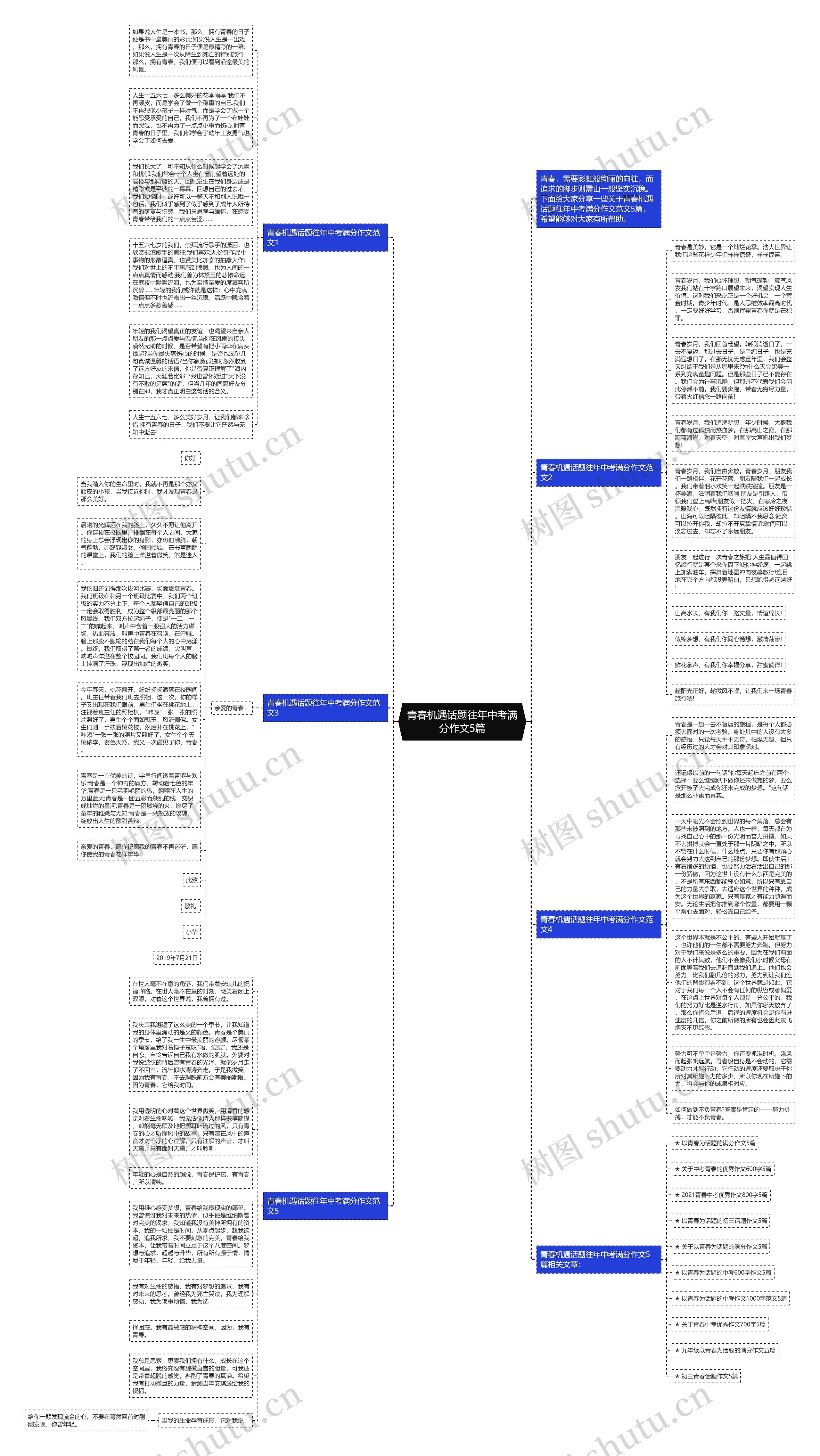 青春机遇话题往年中考满分作文5篇思维导图