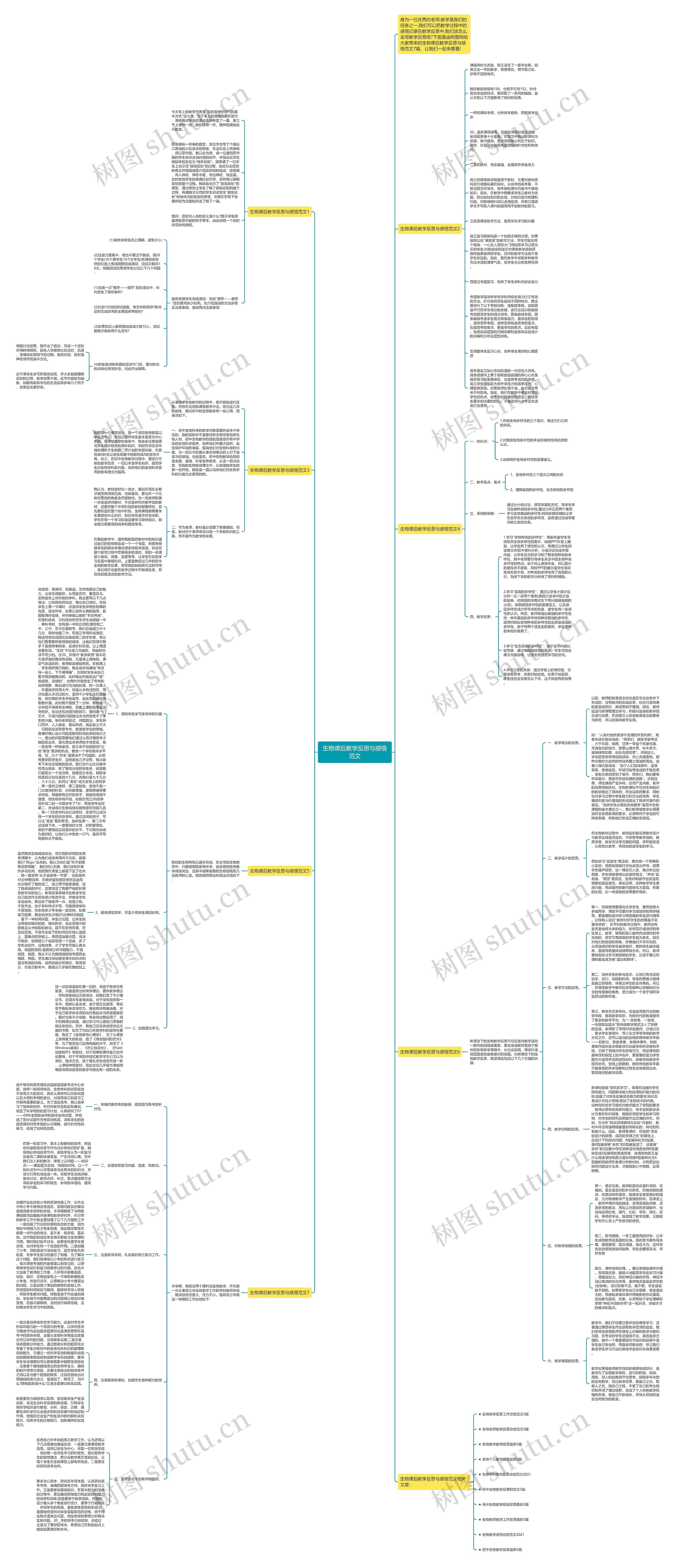 生物课后教学反思与感悟范文思维导图