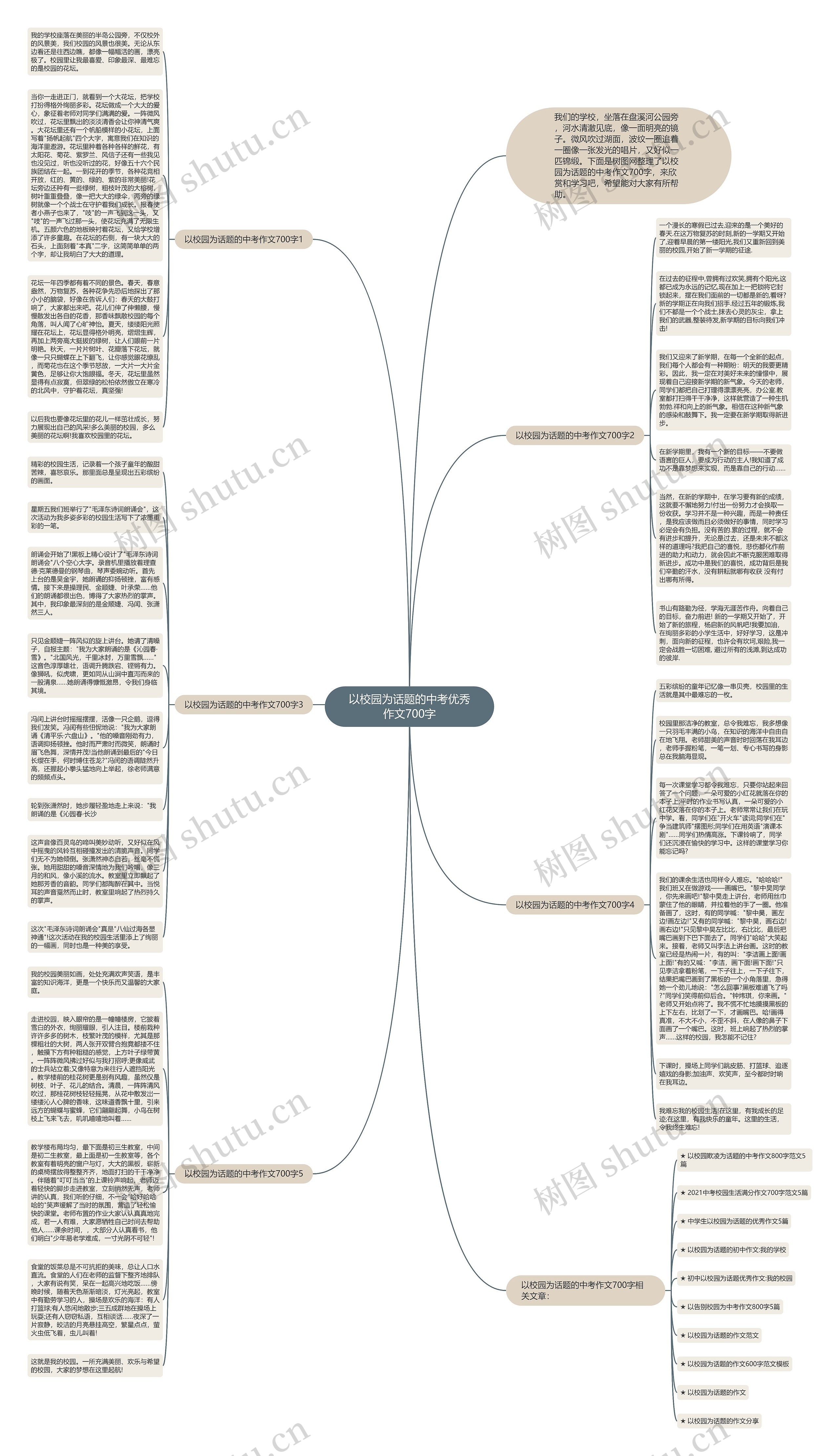 以校园为话题的中考优秀作文700字思维导图