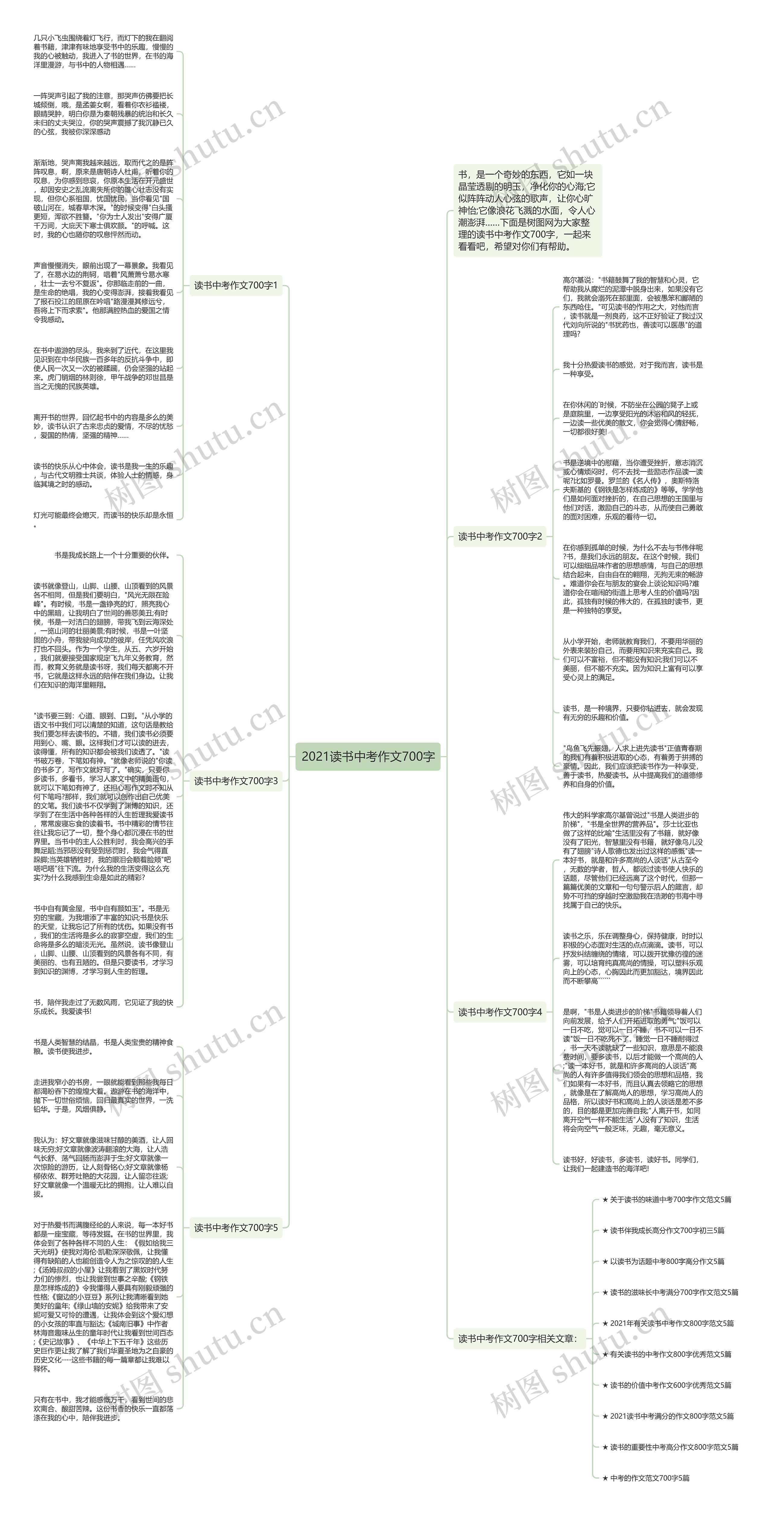 2021读书中考作文700字思维导图