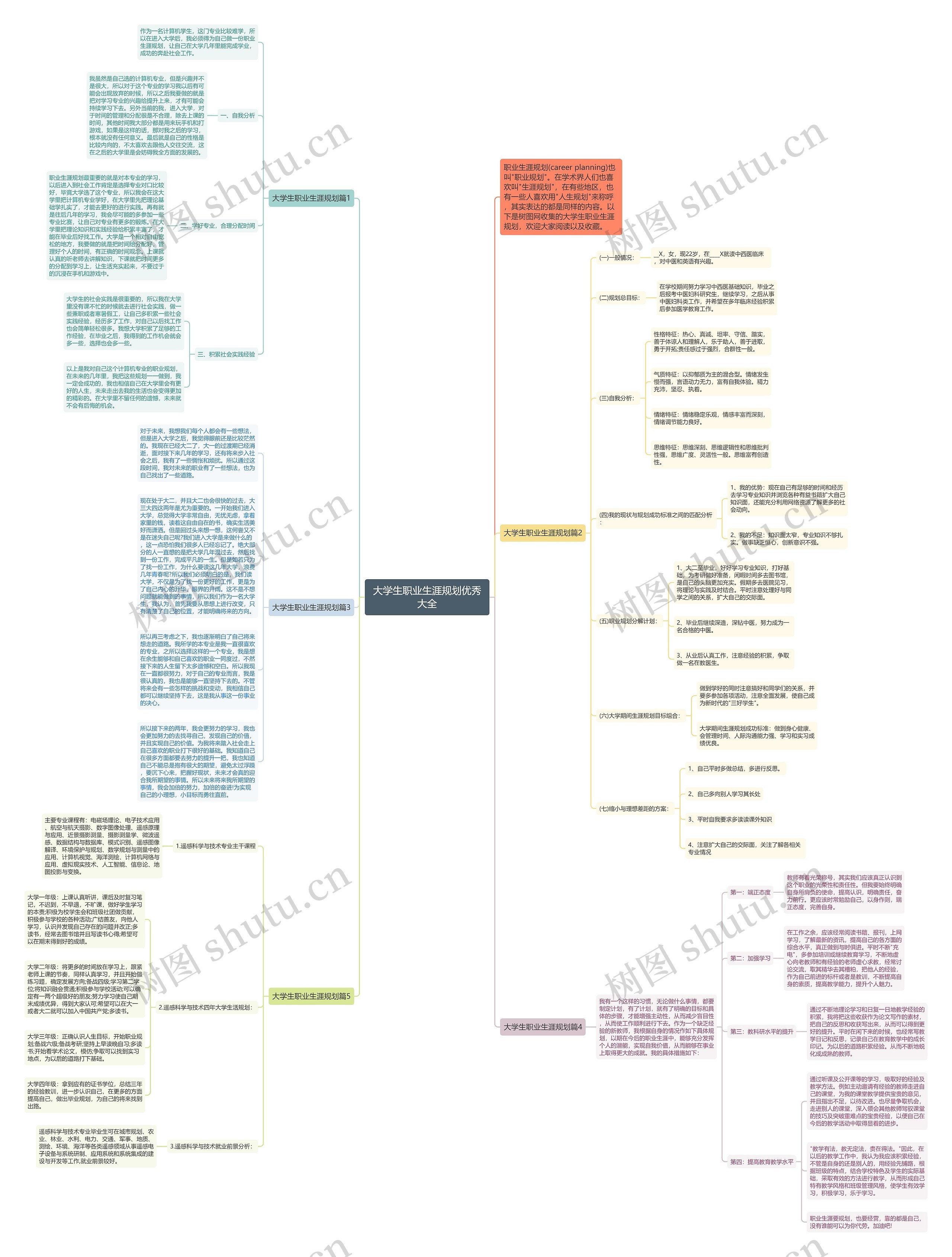 大学生职业生涯规划优秀大全思维导图