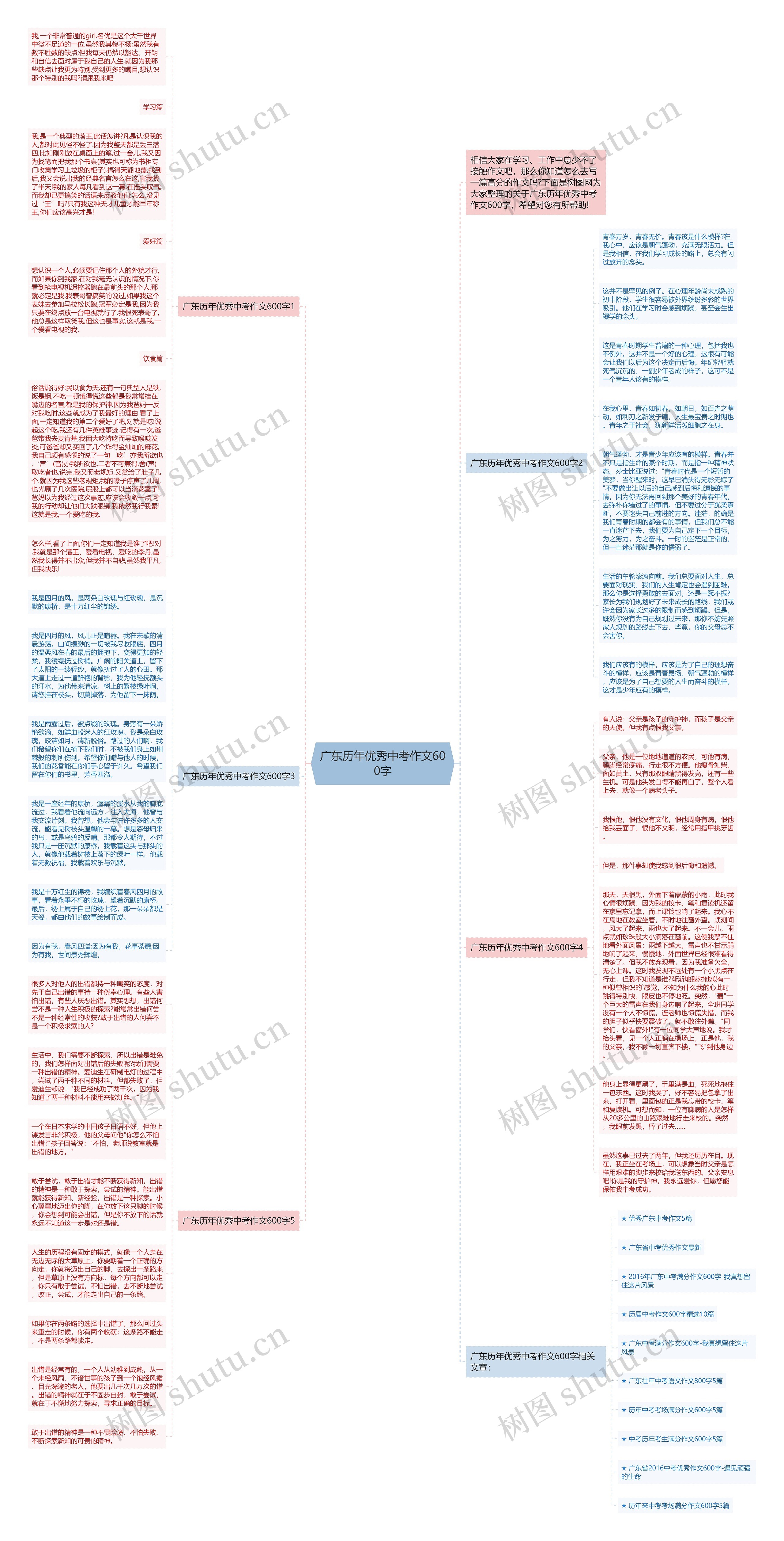 广东历年优秀中考作文600字思维导图