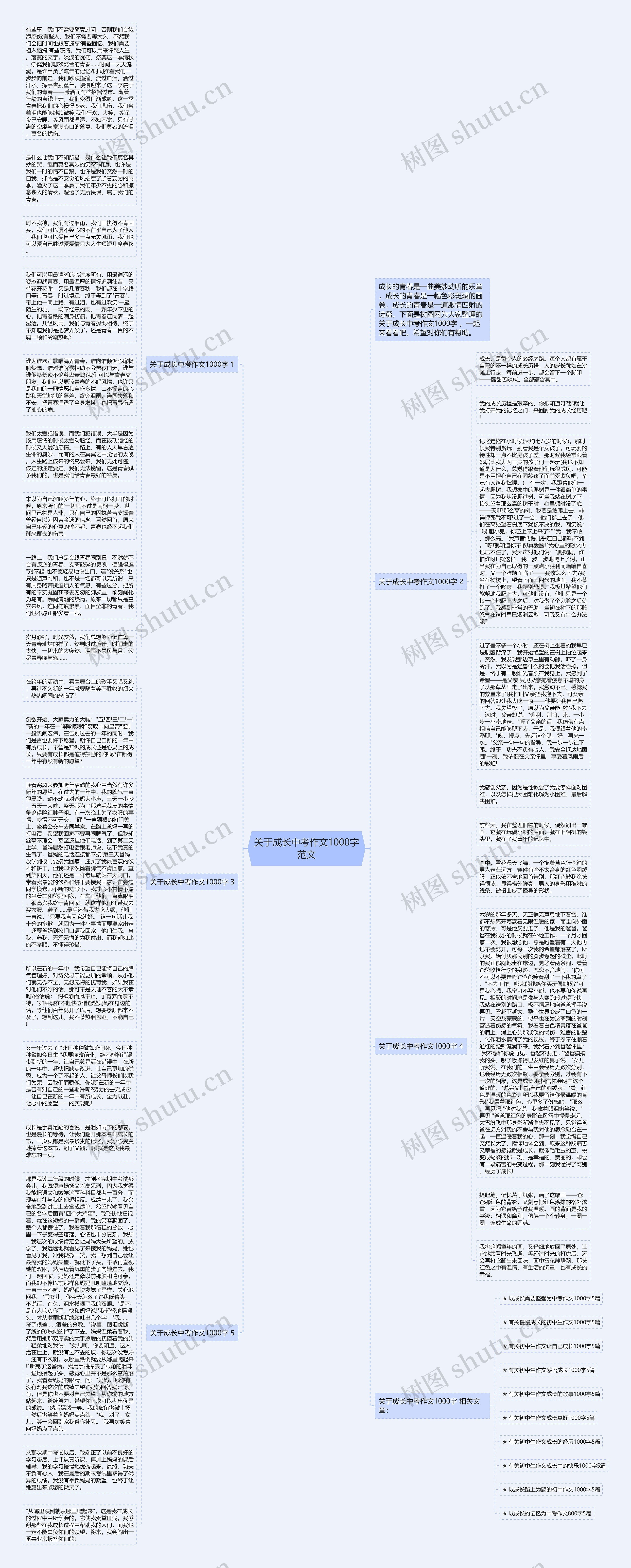 关于成长中考作文1000字范文思维导图