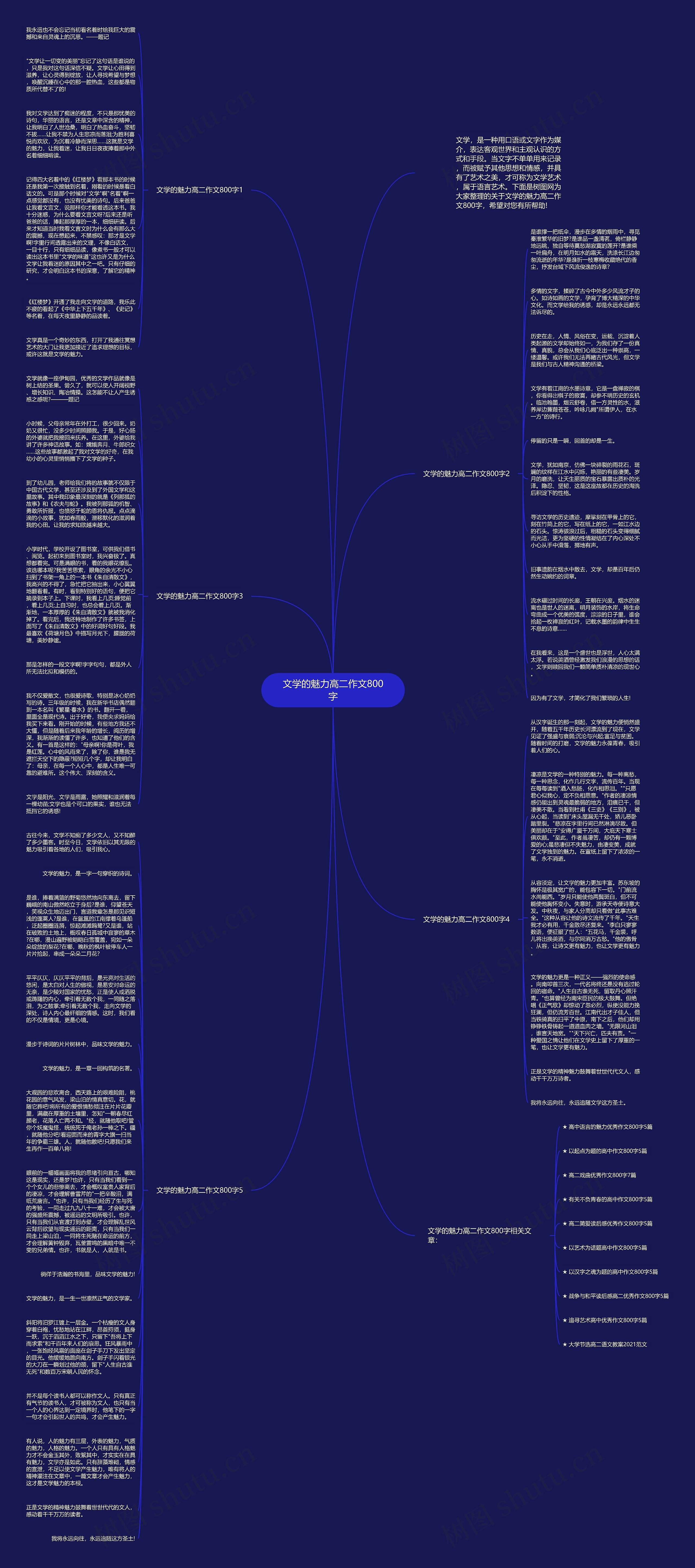 文学的魅力高二作文800字思维导图
