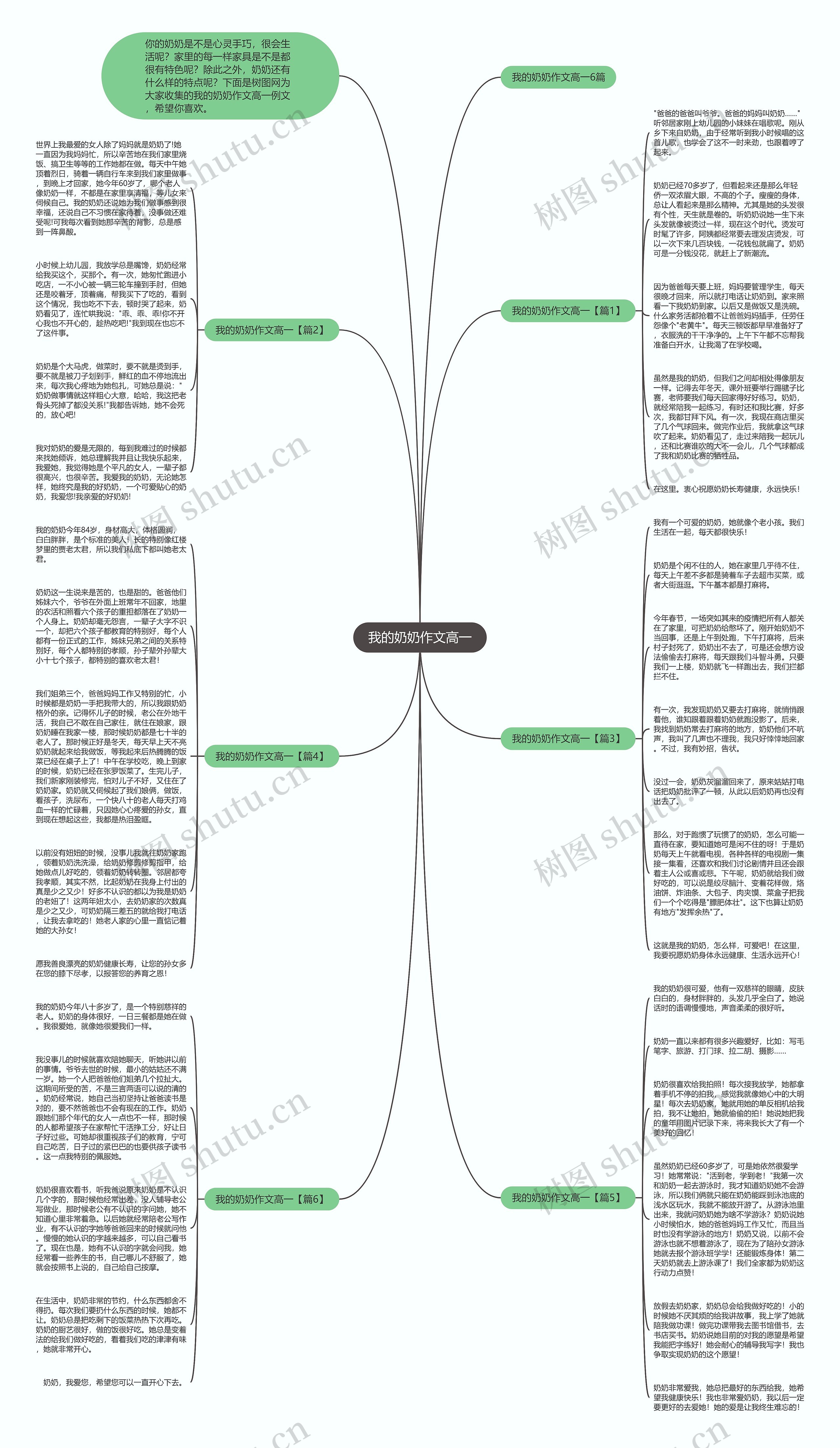 我的奶奶作文高一思维导图