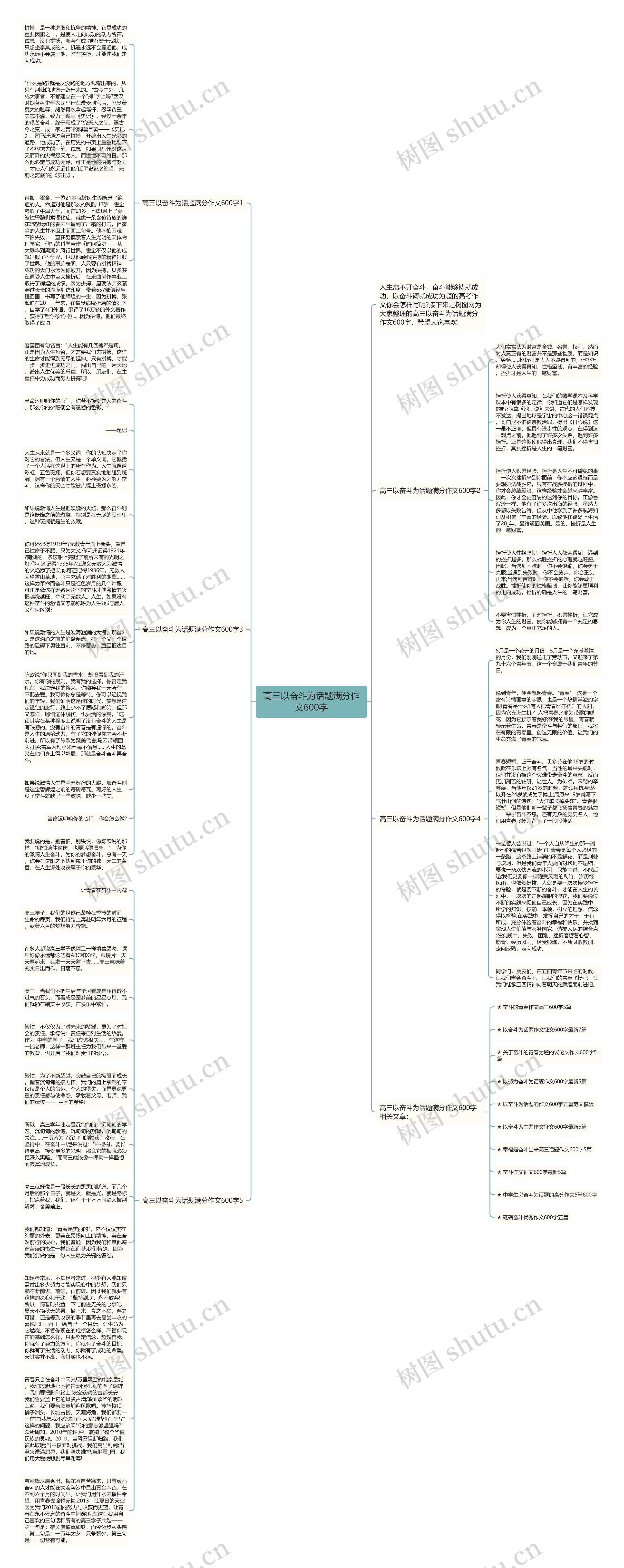 高三以奋斗为话题满分作文600字思维导图