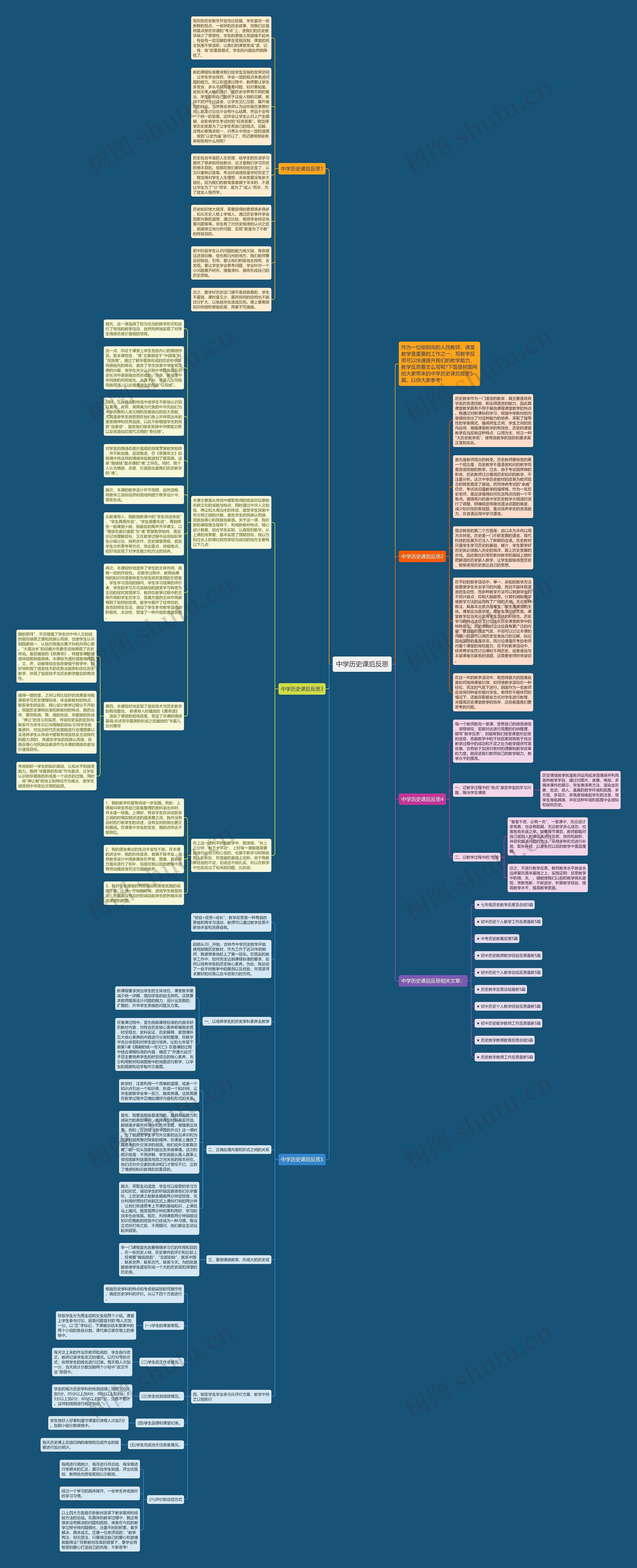 中学历史课后反思思维导图