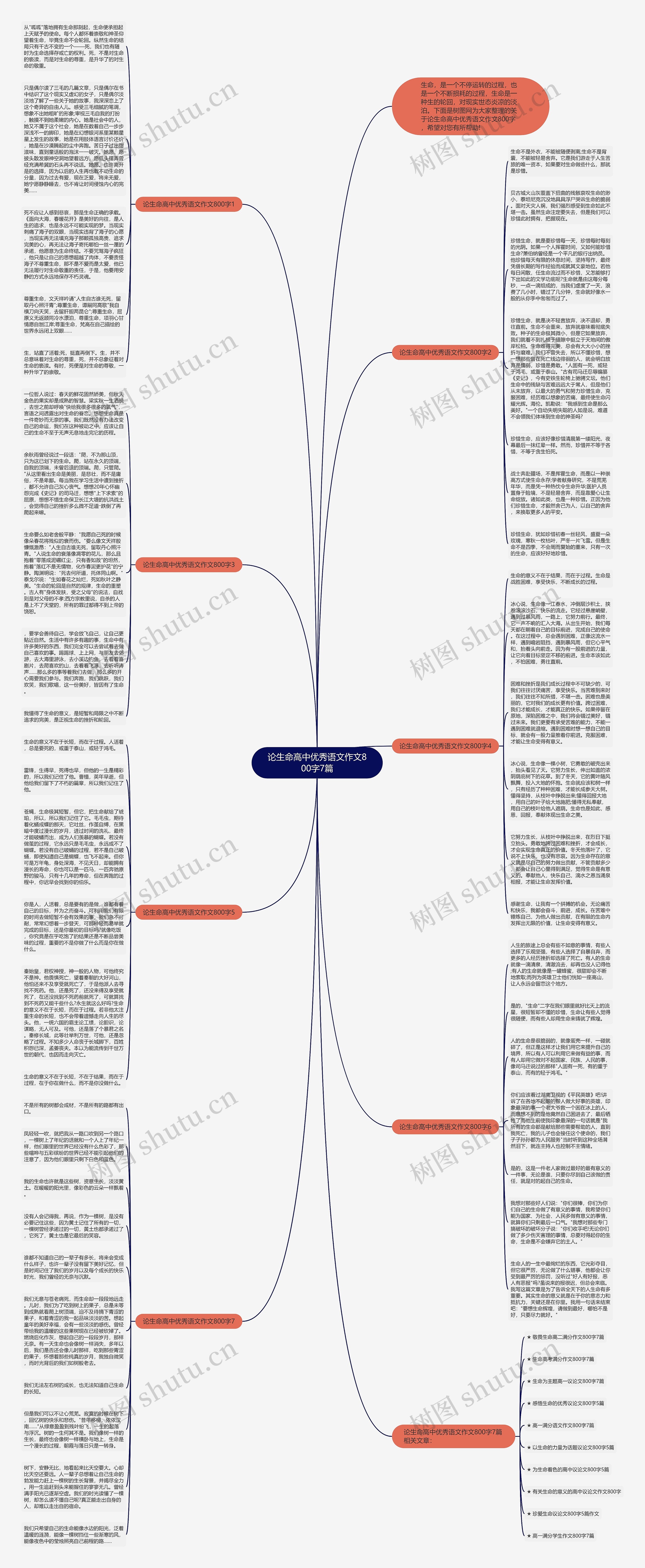 论生命高中优秀语文作文800字7篇思维导图