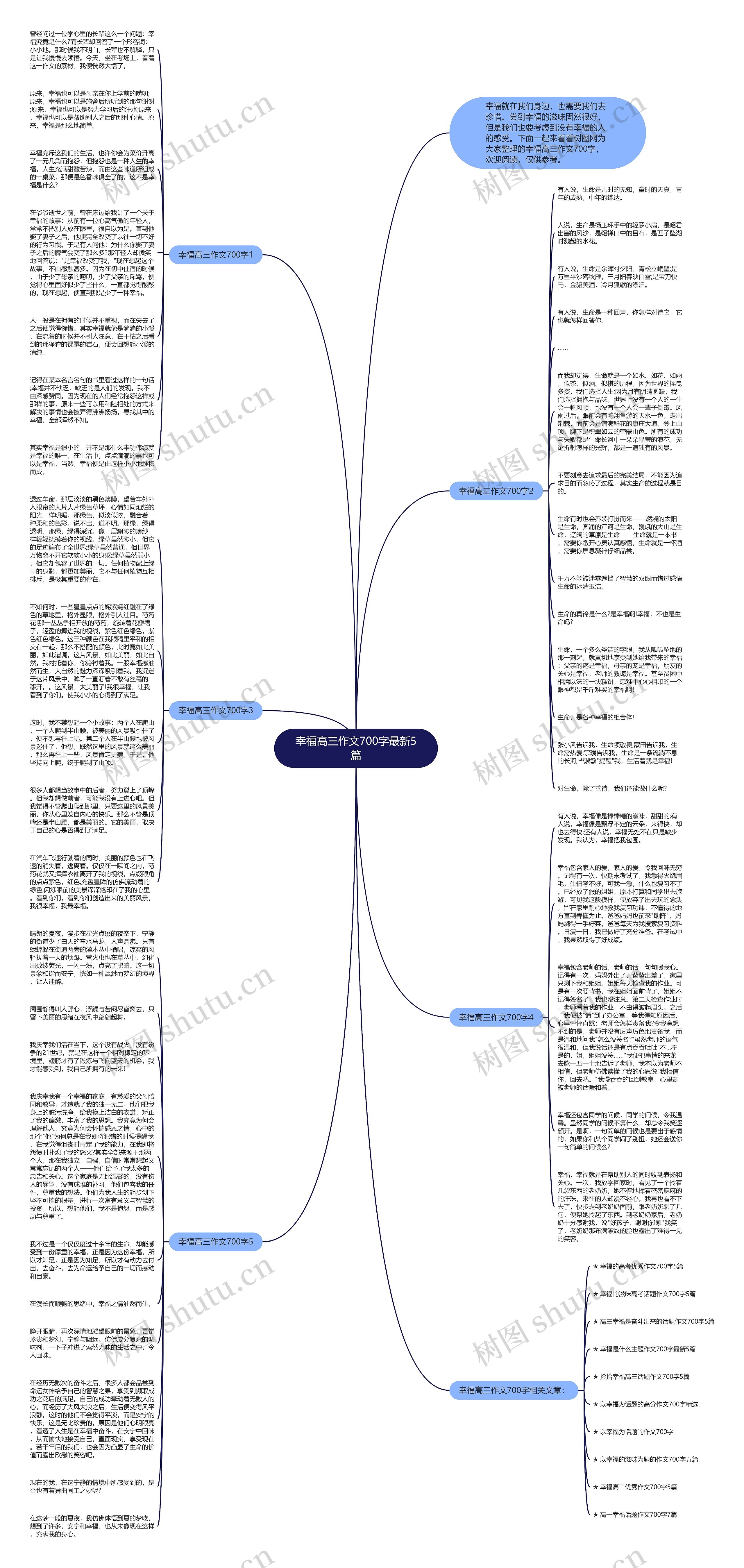 幸福高三作文700字最新5篇思维导图