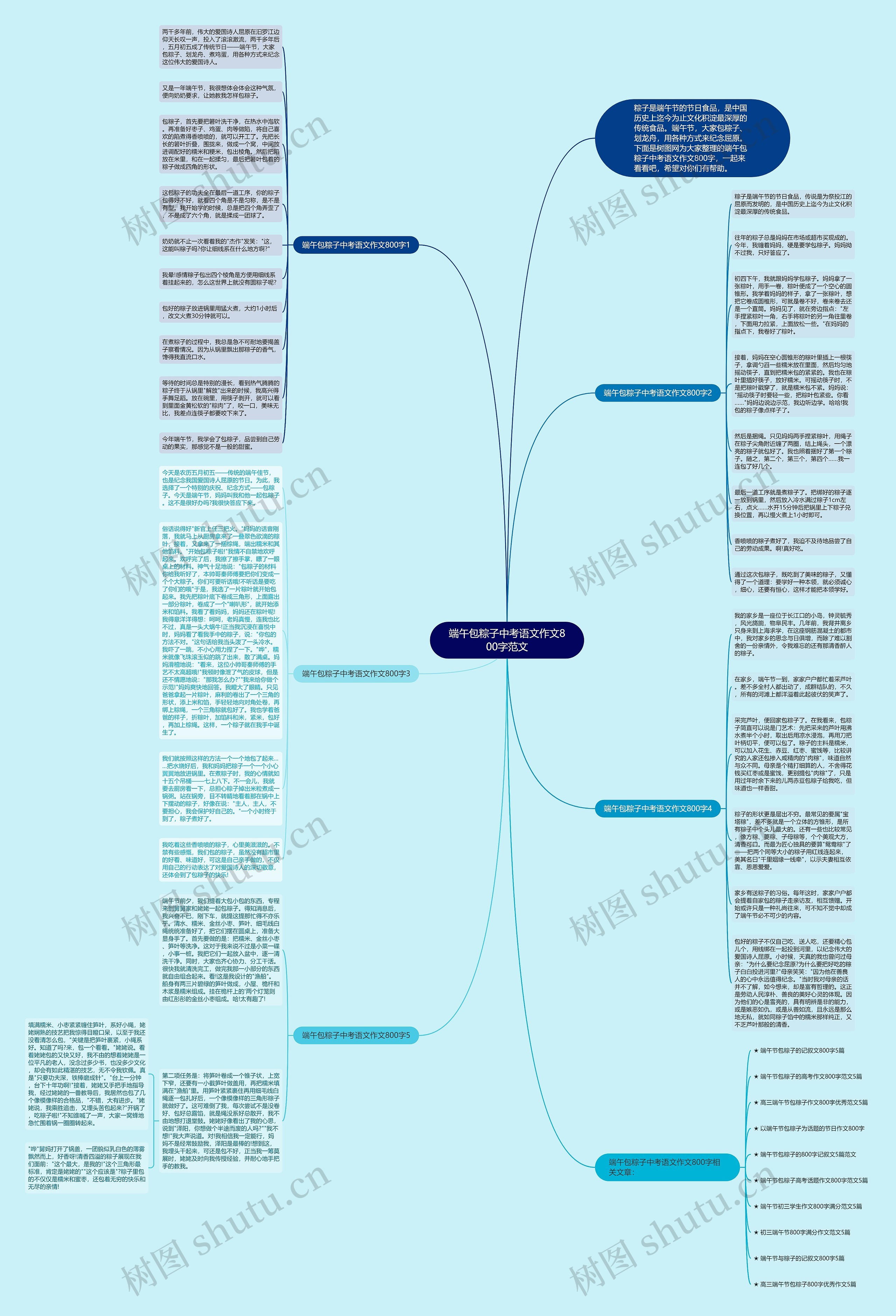 端午包粽子中考语文作文800字范文思维导图