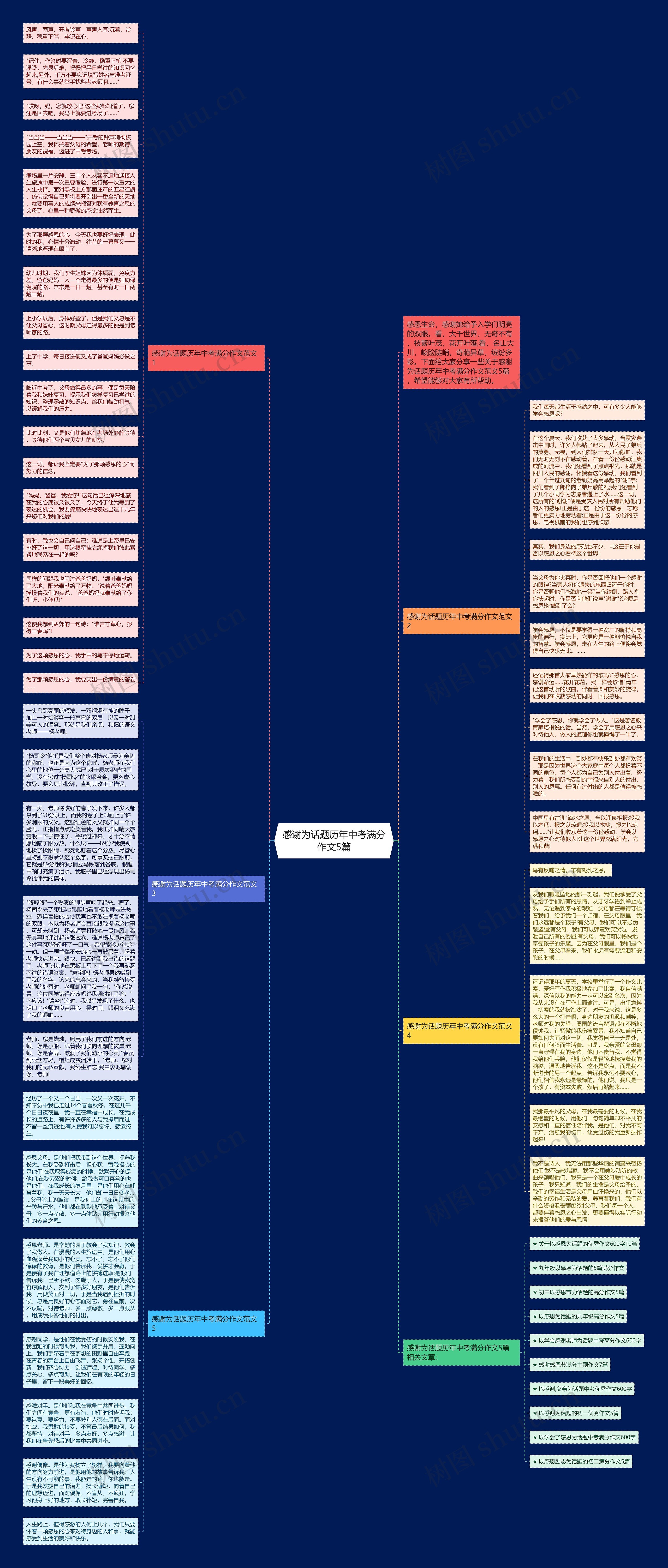 感谢为话题历年中考满分作文5篇思维导图