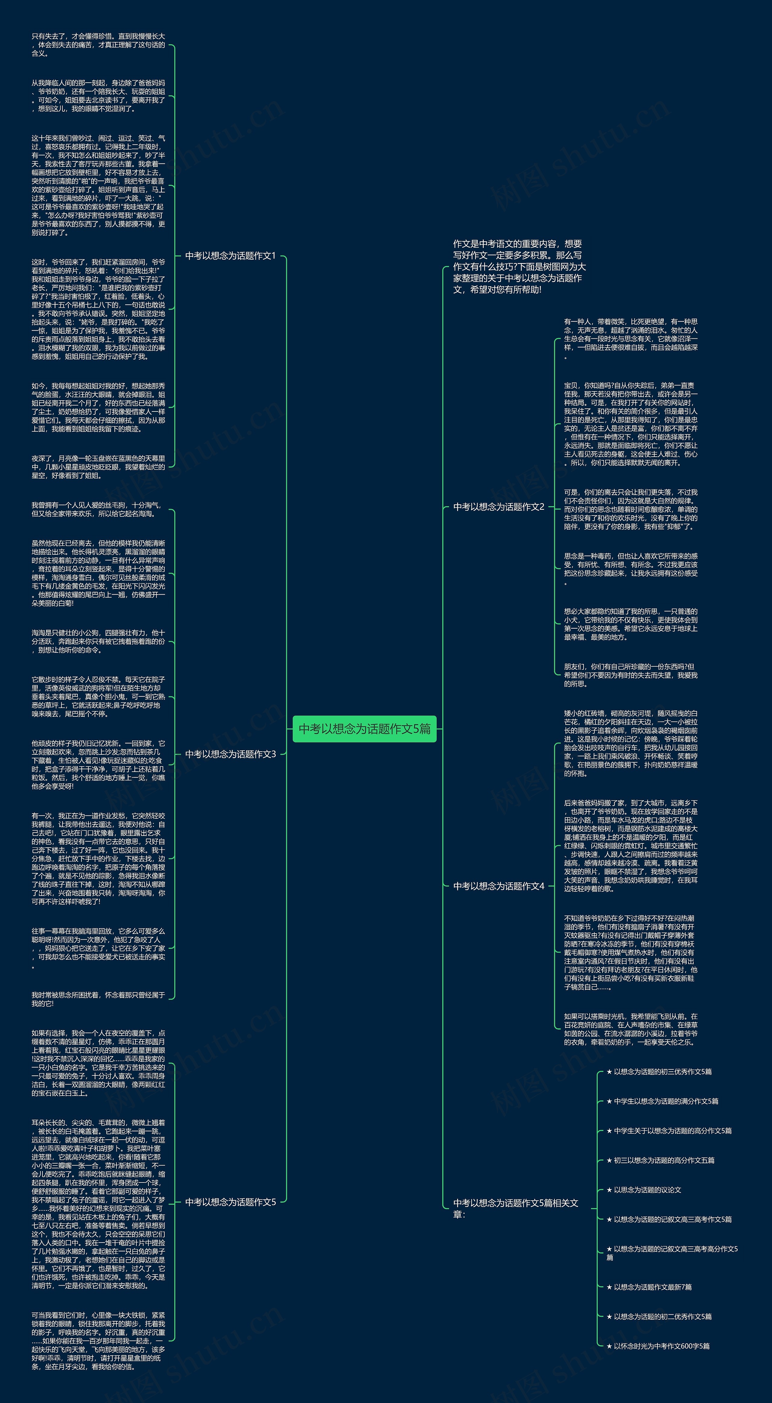 中考以想念为话题作文5篇思维导图