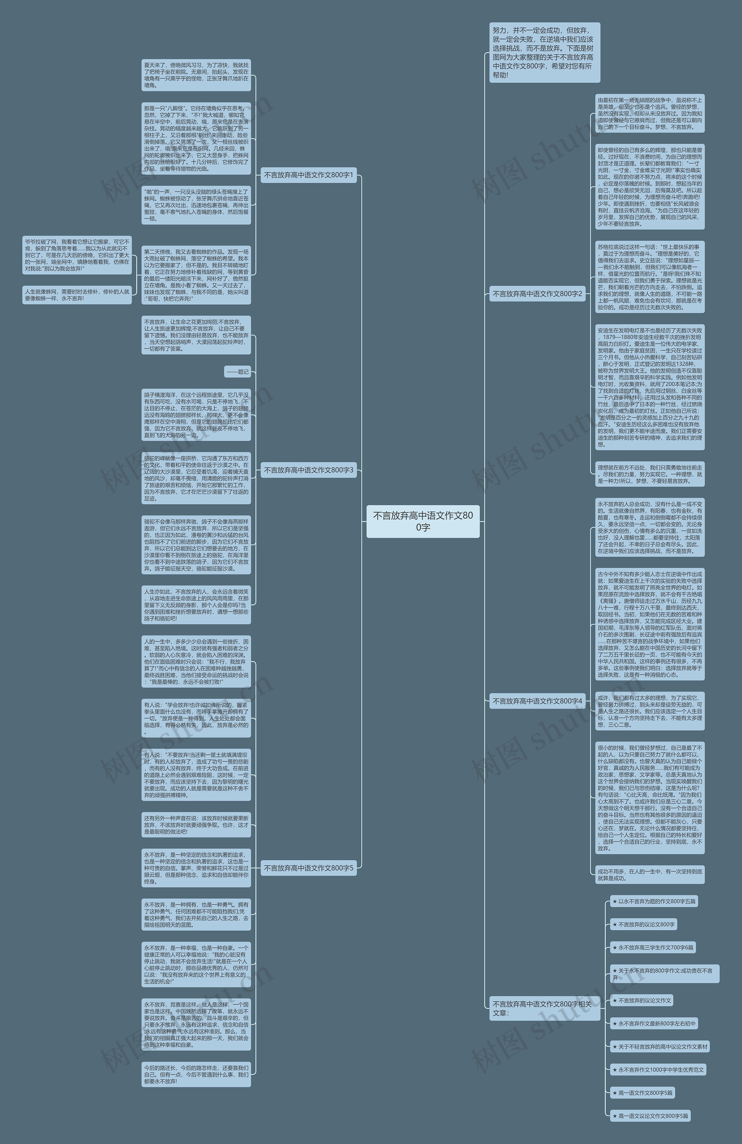 不言放弃高中语文作文800字思维导图
