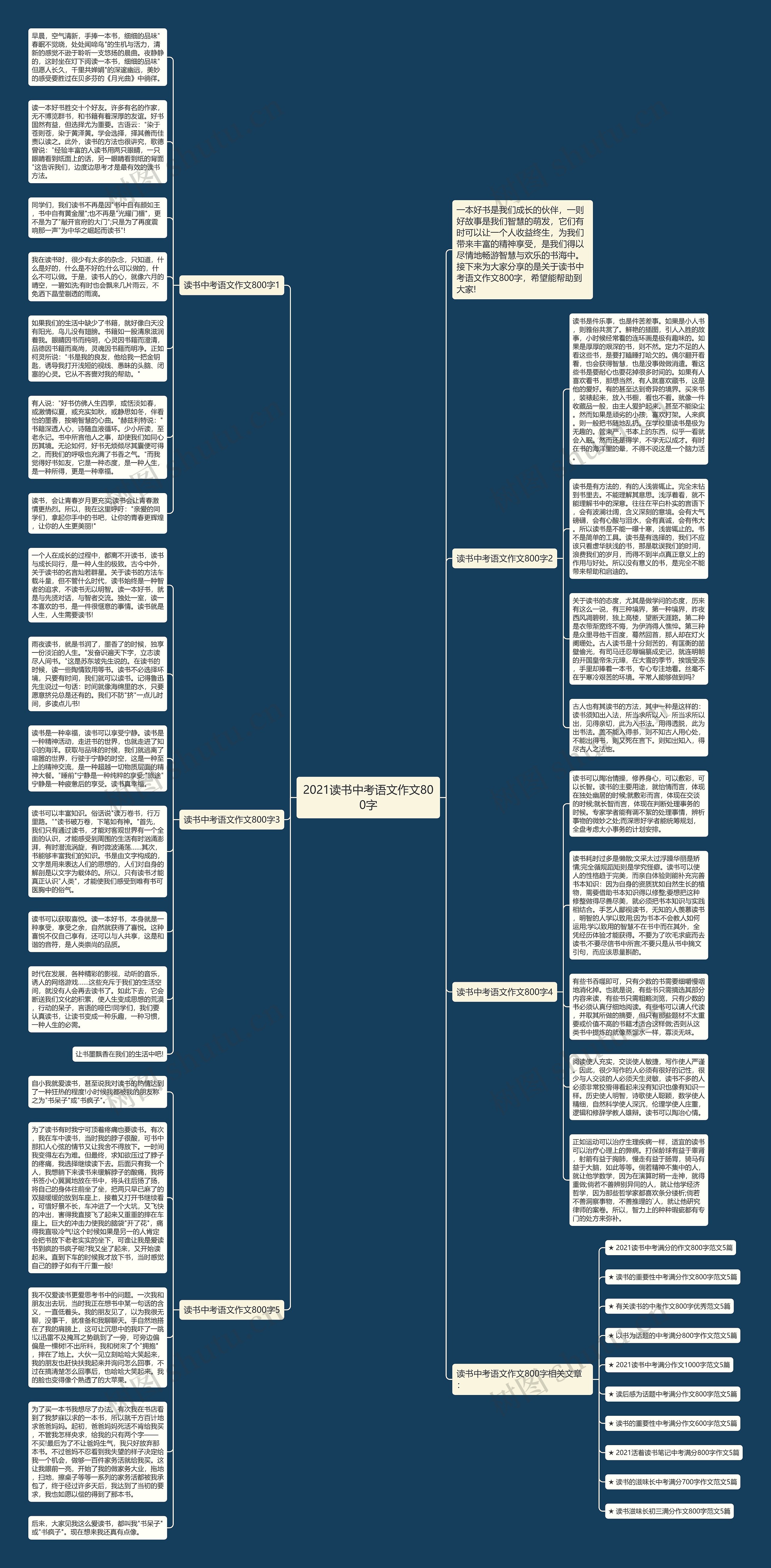 2021读书中考语文作文800字思维导图