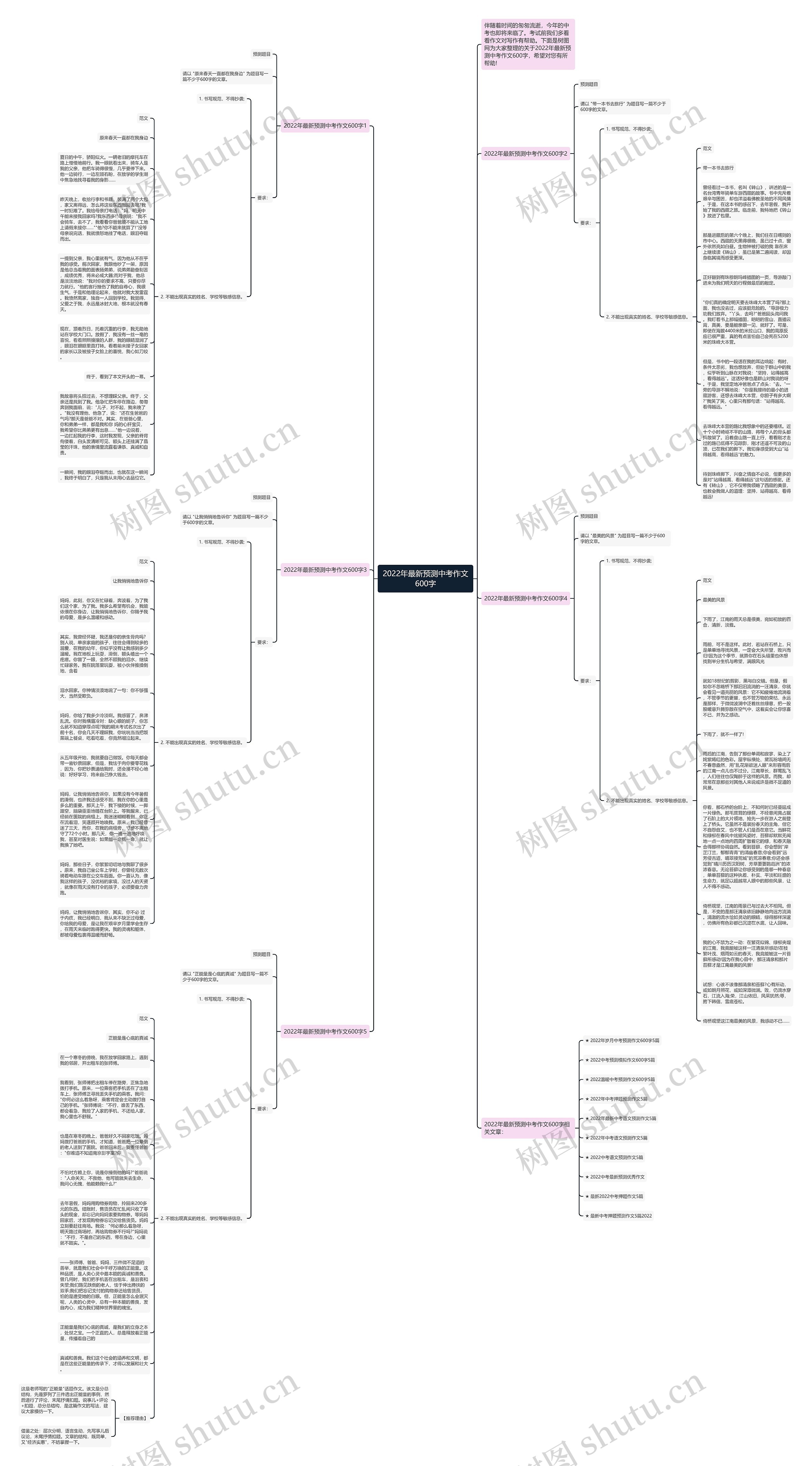 2022年最新预测中考作文600字思维导图