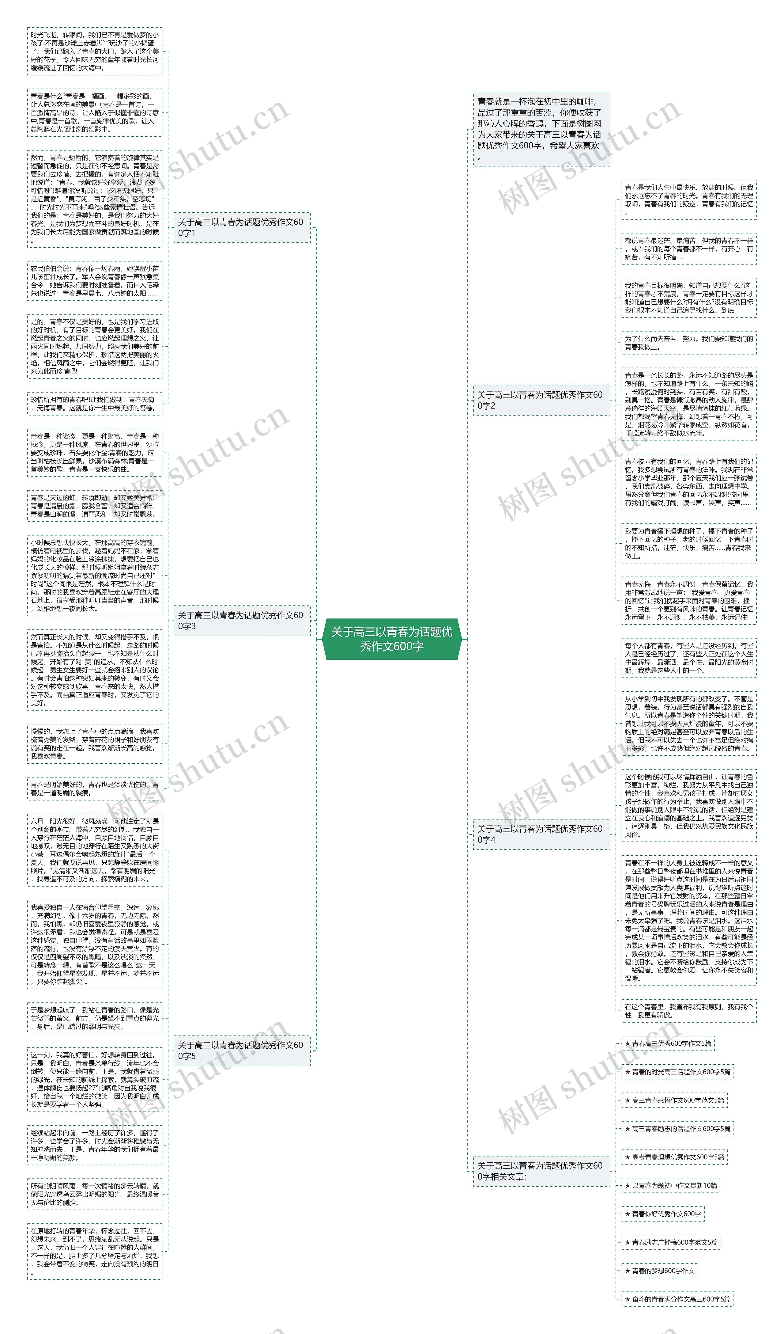 关于高三以青春为话题优秀作文600字思维导图