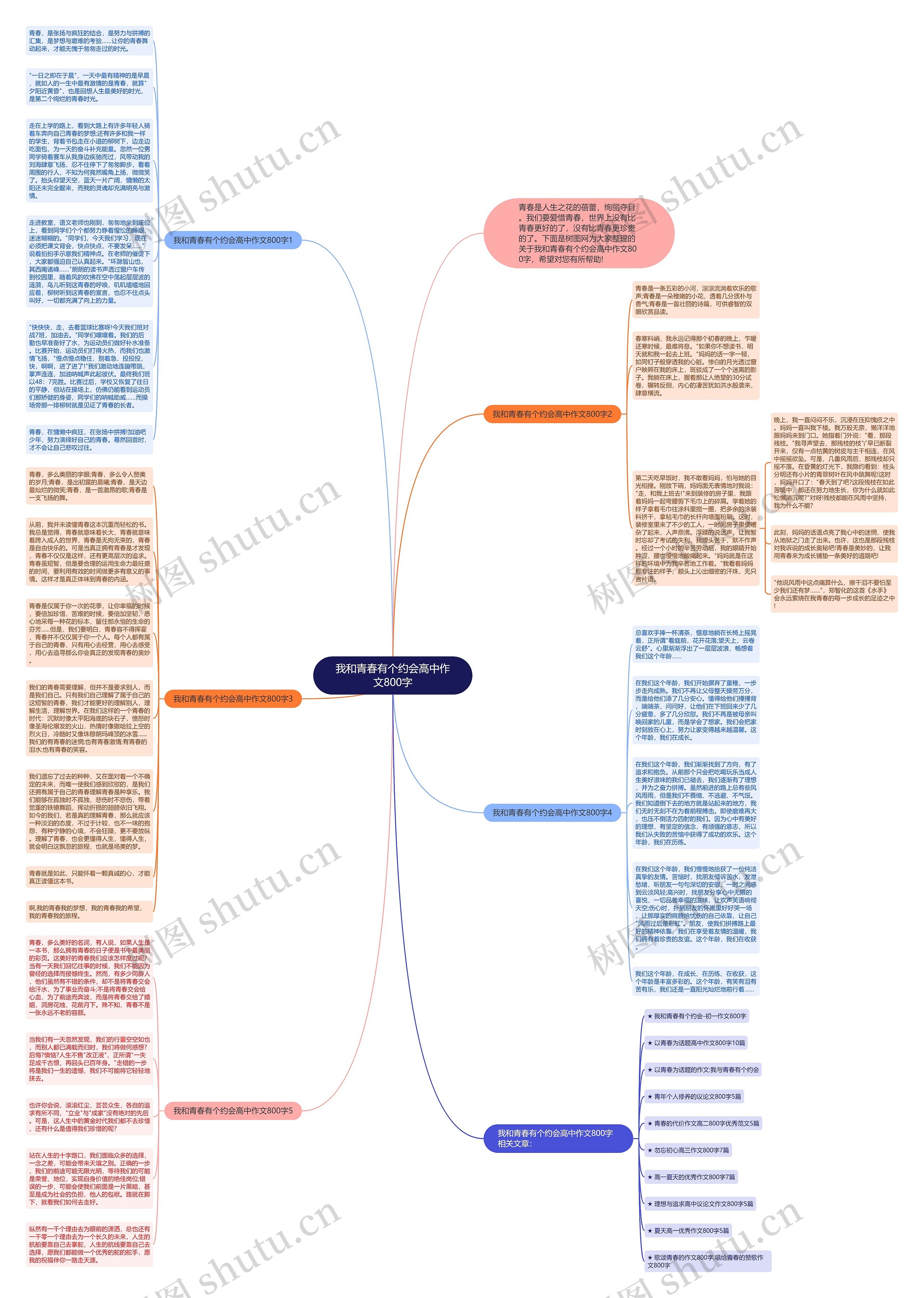 我和青春有个约会高中作文800字思维导图