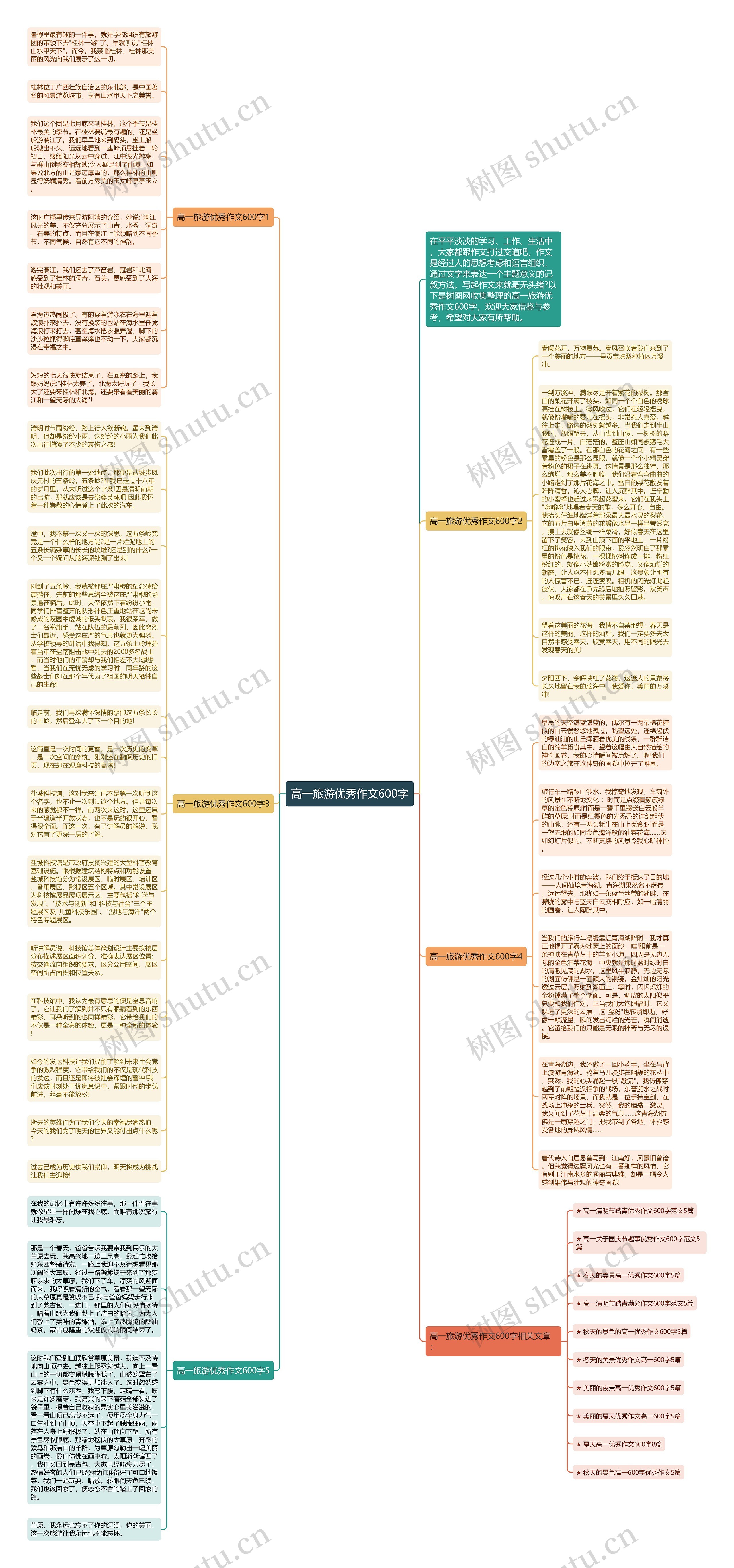 高一旅游优秀作文600字思维导图