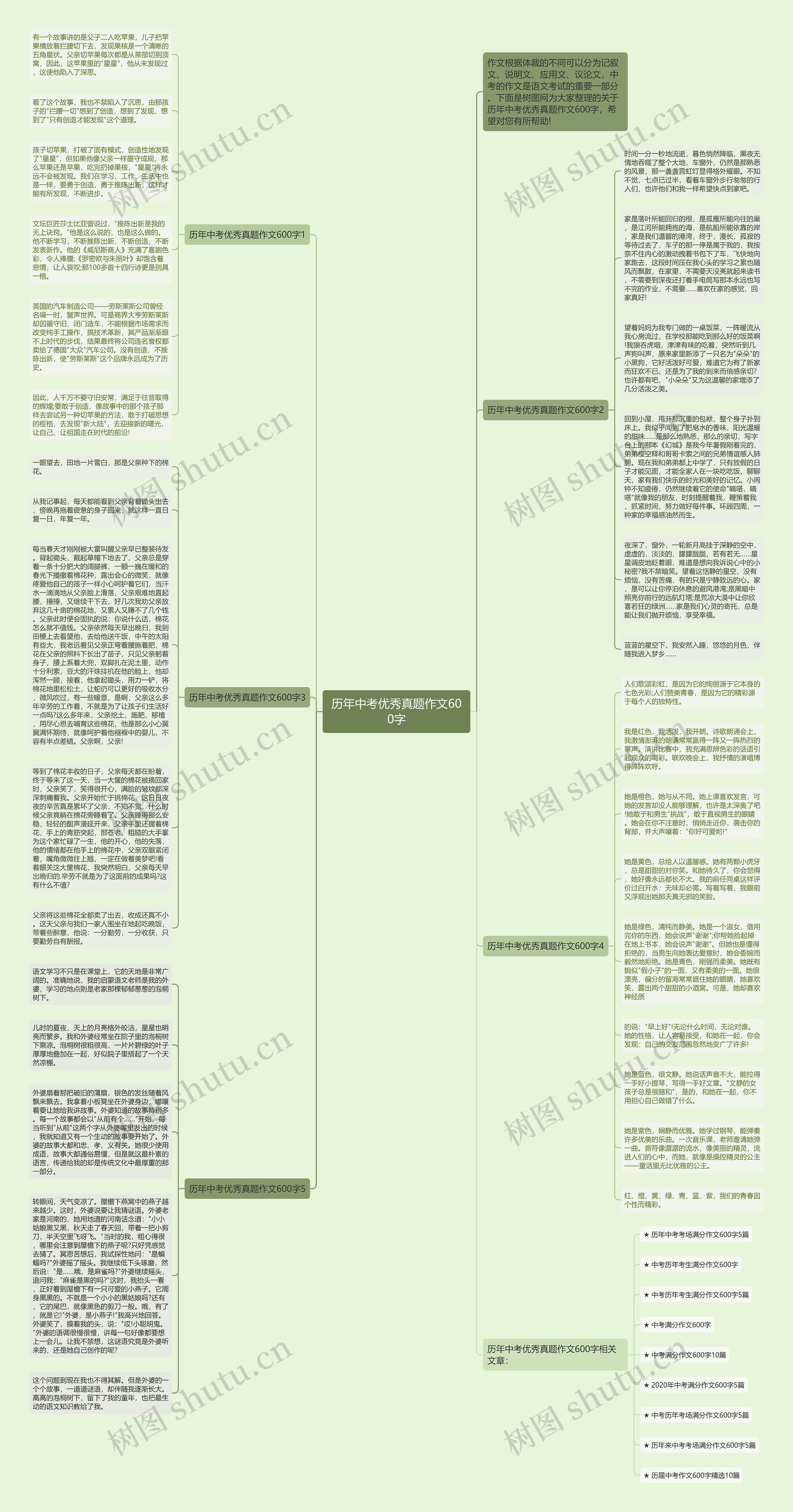 历年中考优秀真题作文600字思维导图