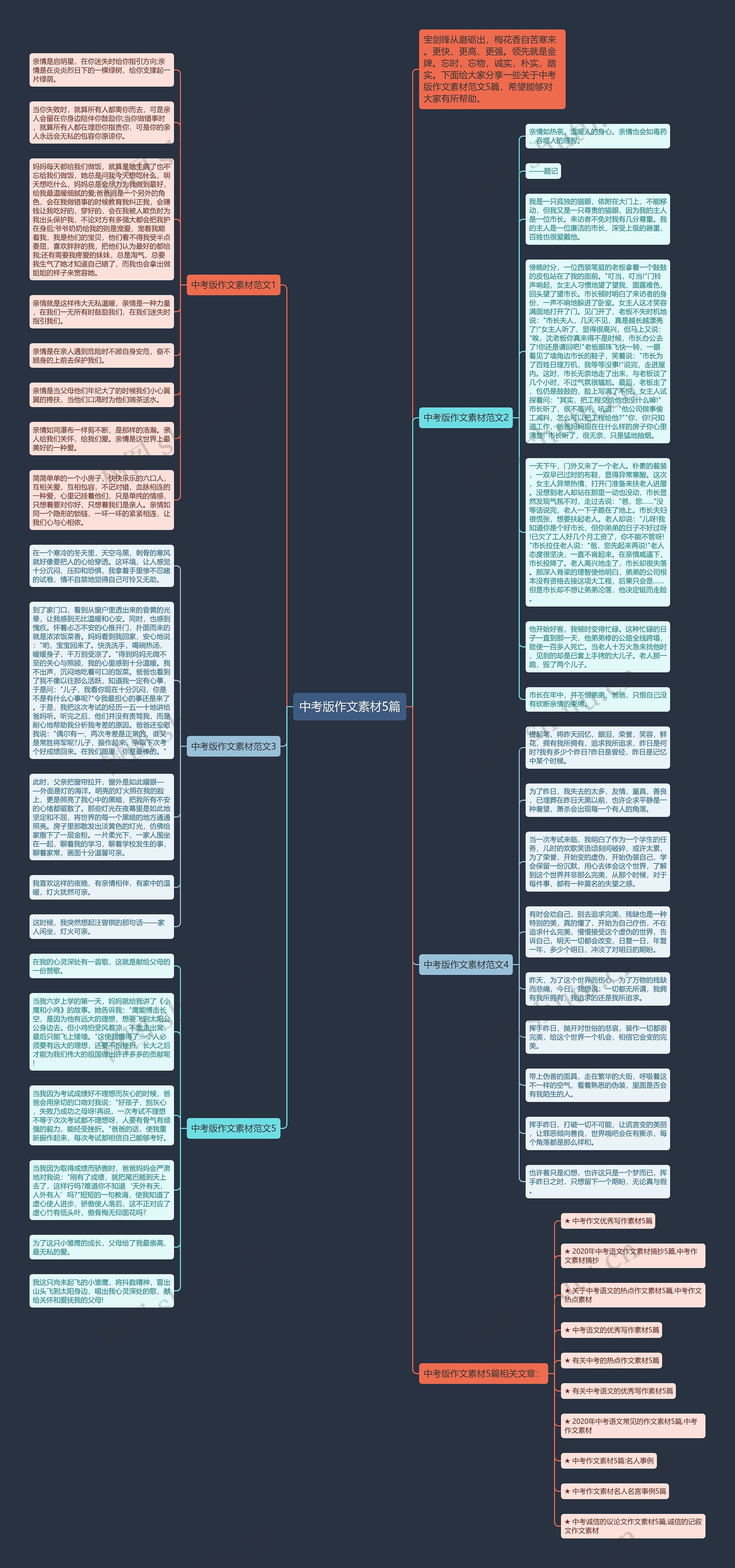 中考版作文素材5篇思维导图