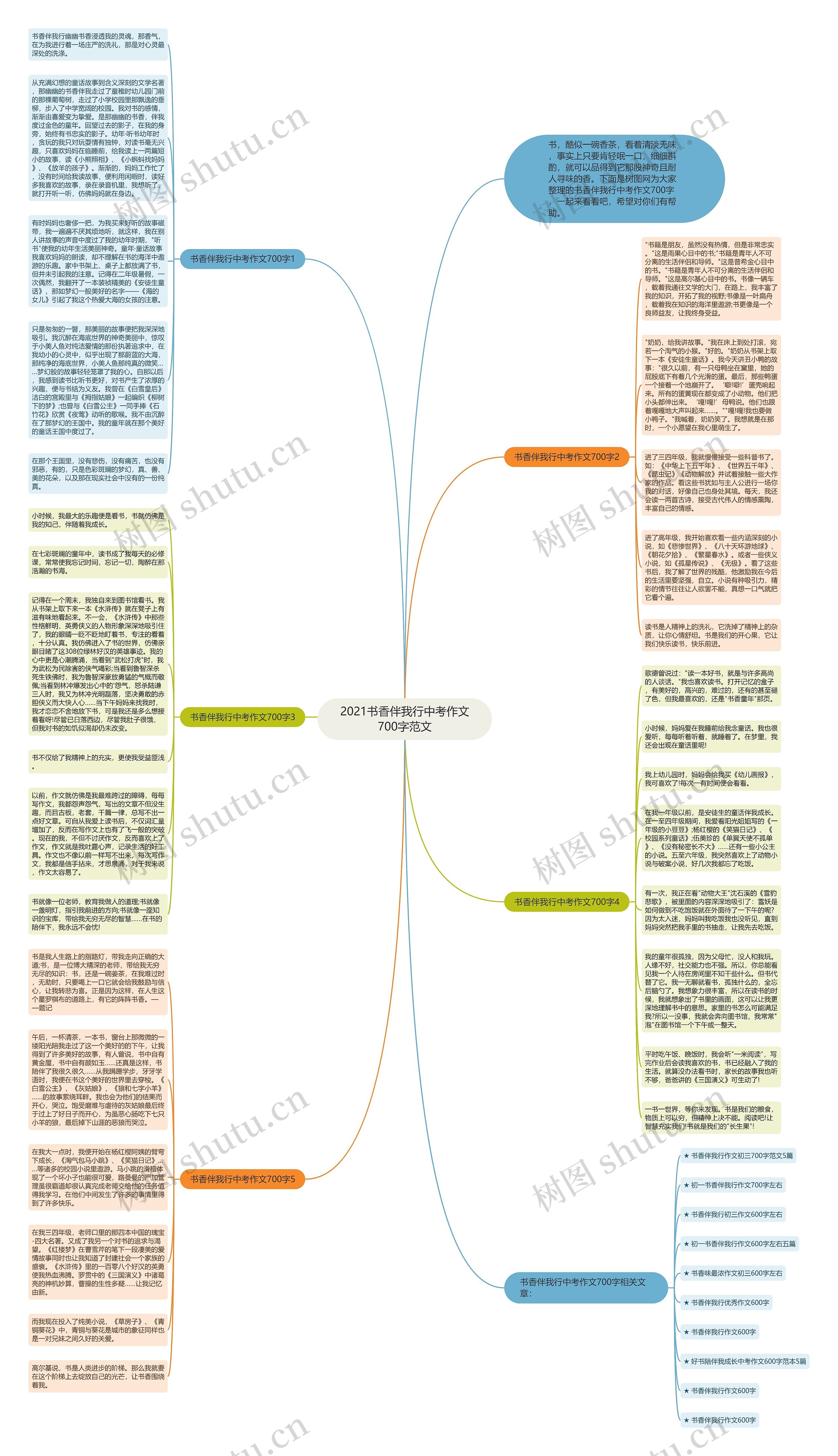 2021书香伴我行中考作文700字范文思维导图