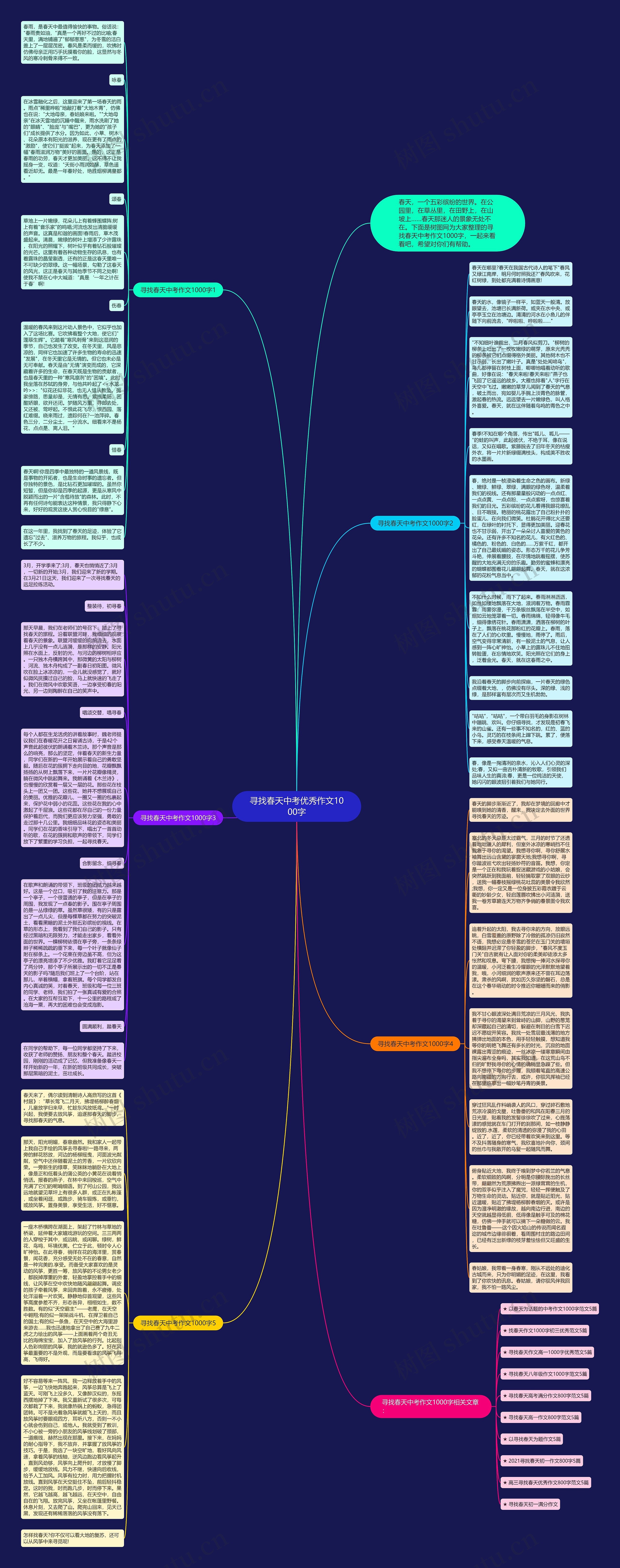 寻找春天中考优秀作文1000字思维导图