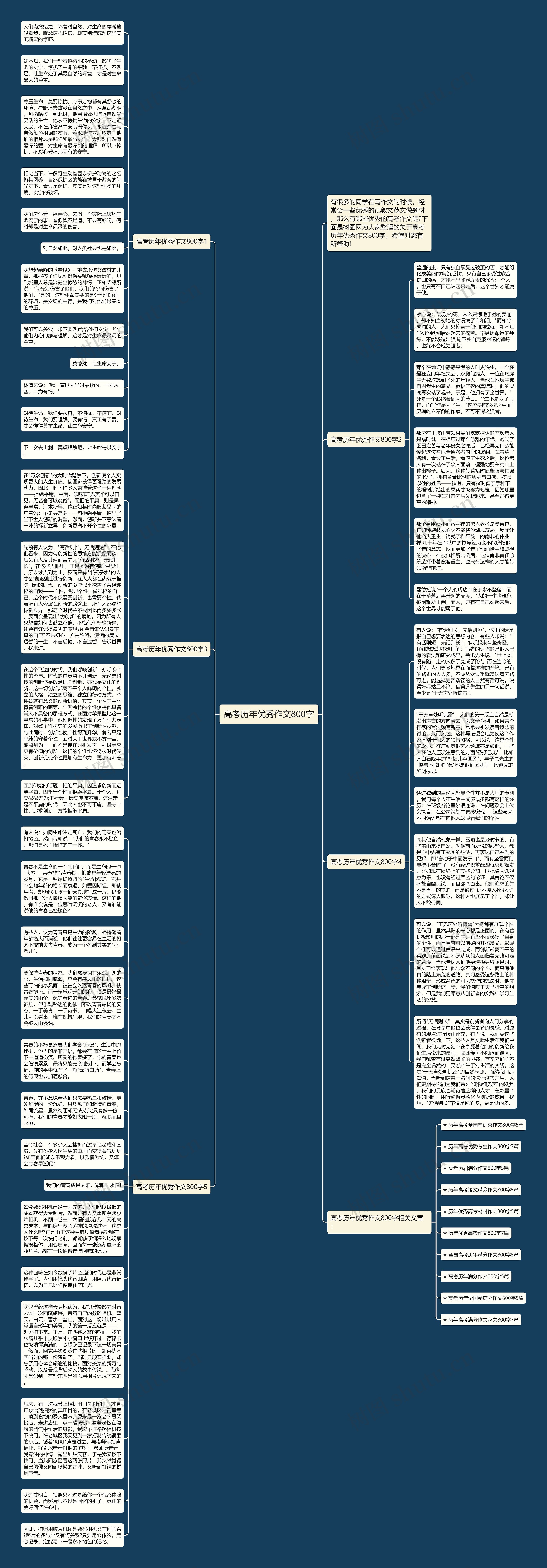 高考历年优秀作文800字思维导图