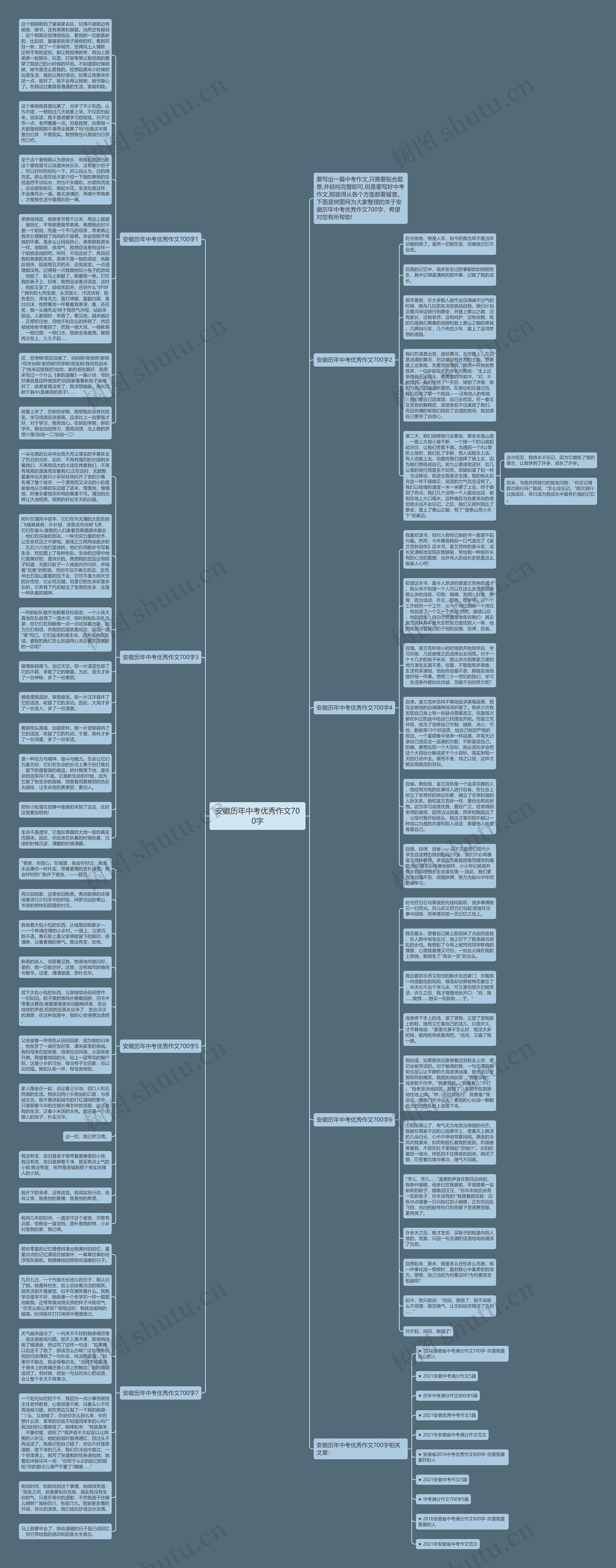 安徽历年中考优秀作文700字思维导图