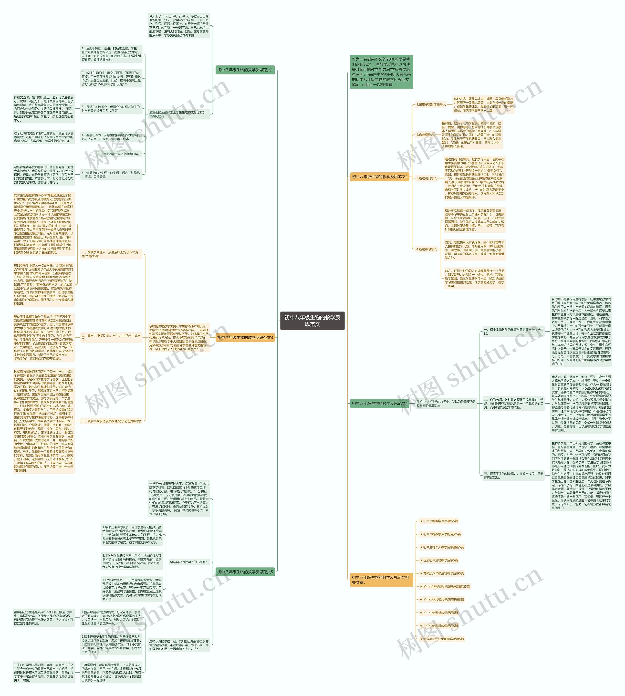 初中八年级生物的教学反思范文思维导图