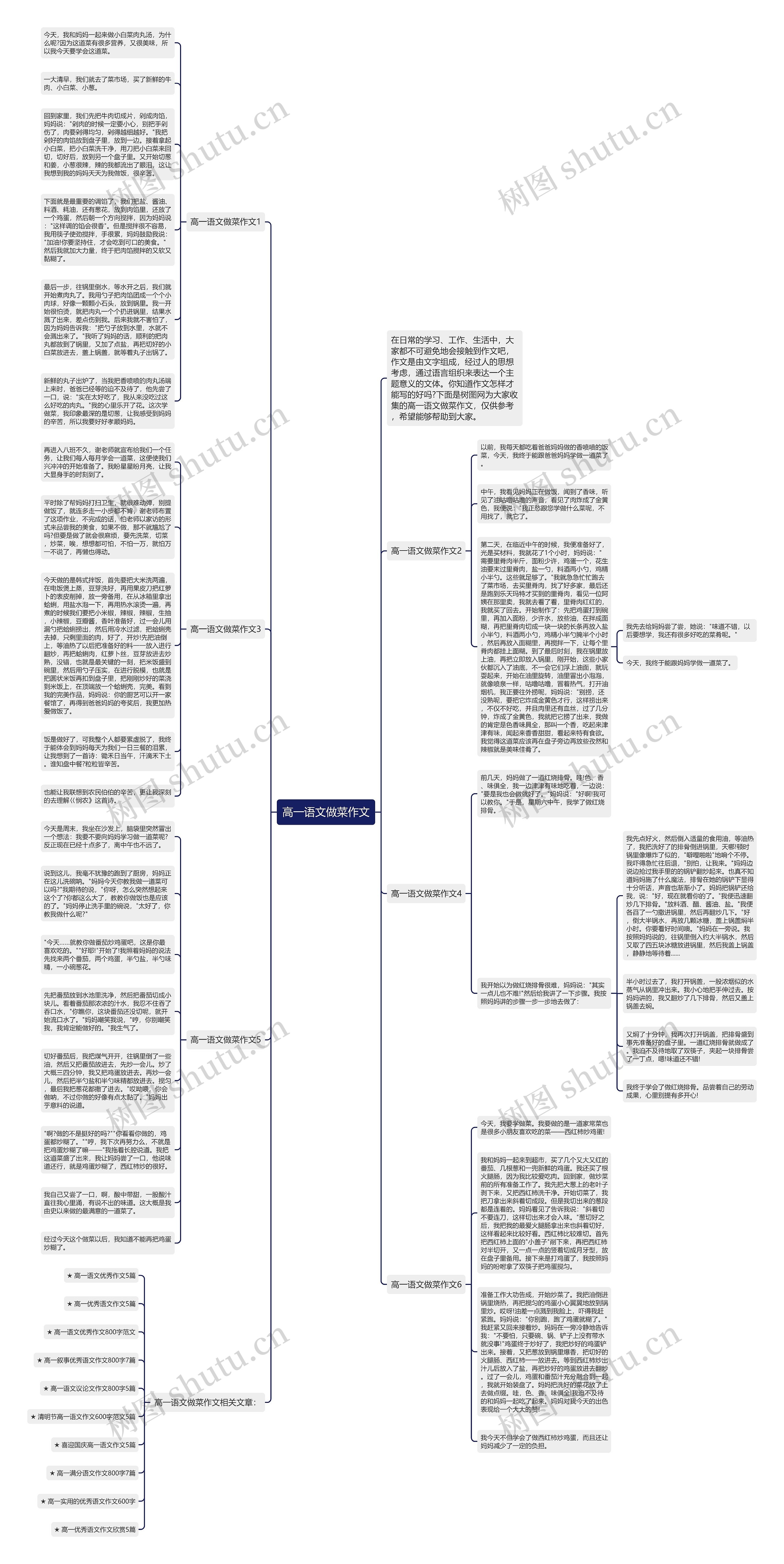 高一语文做菜作文思维导图