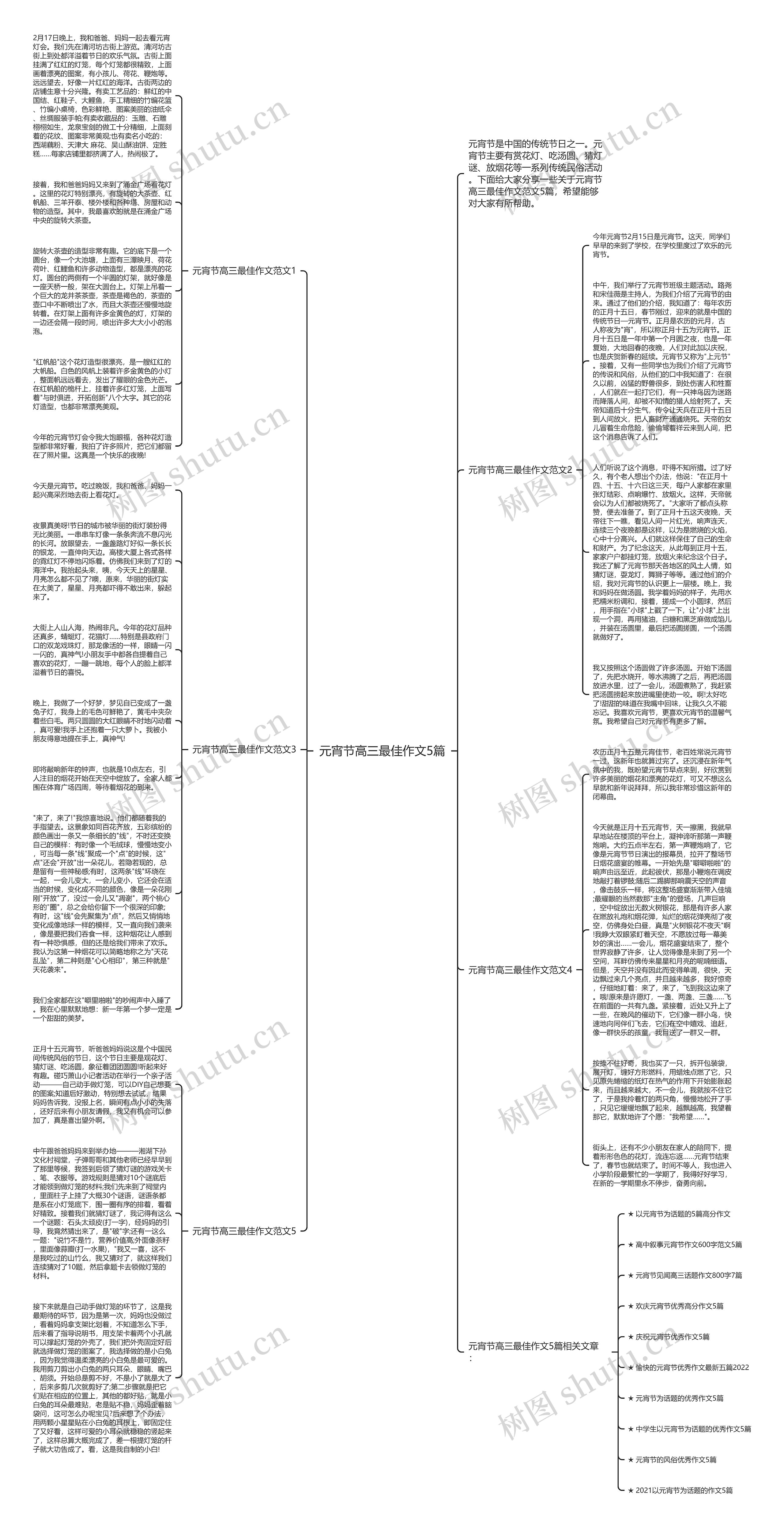 元宵节高三最佳作文5篇思维导图