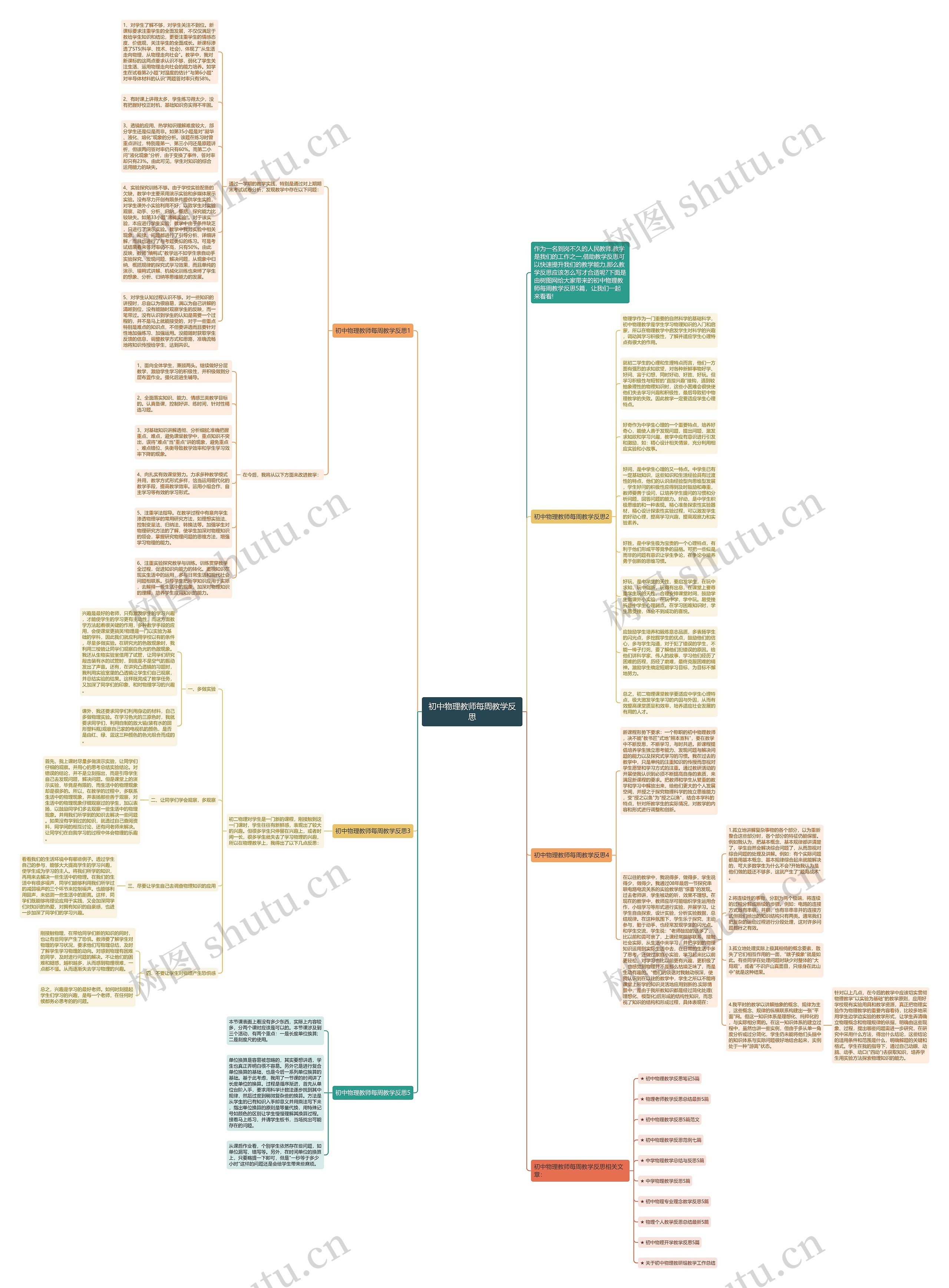 初中物理教师每周教学反思思维导图