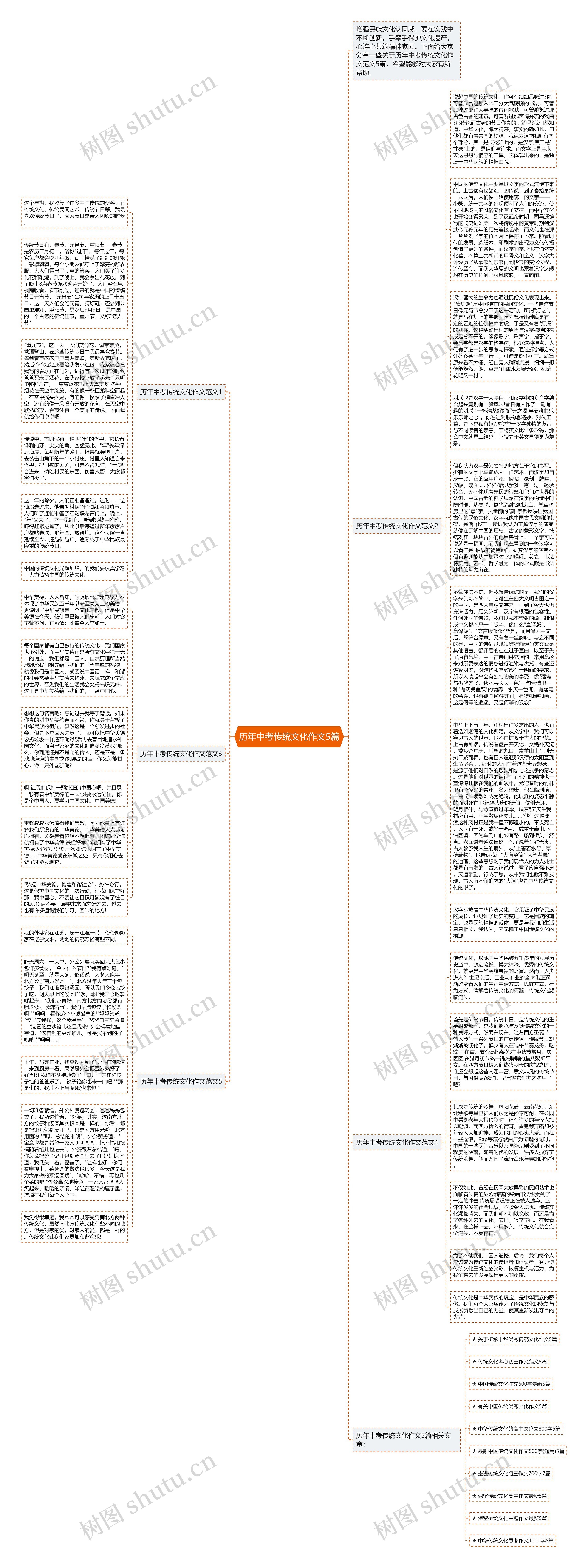 历年中考传统文化作文5篇思维导图