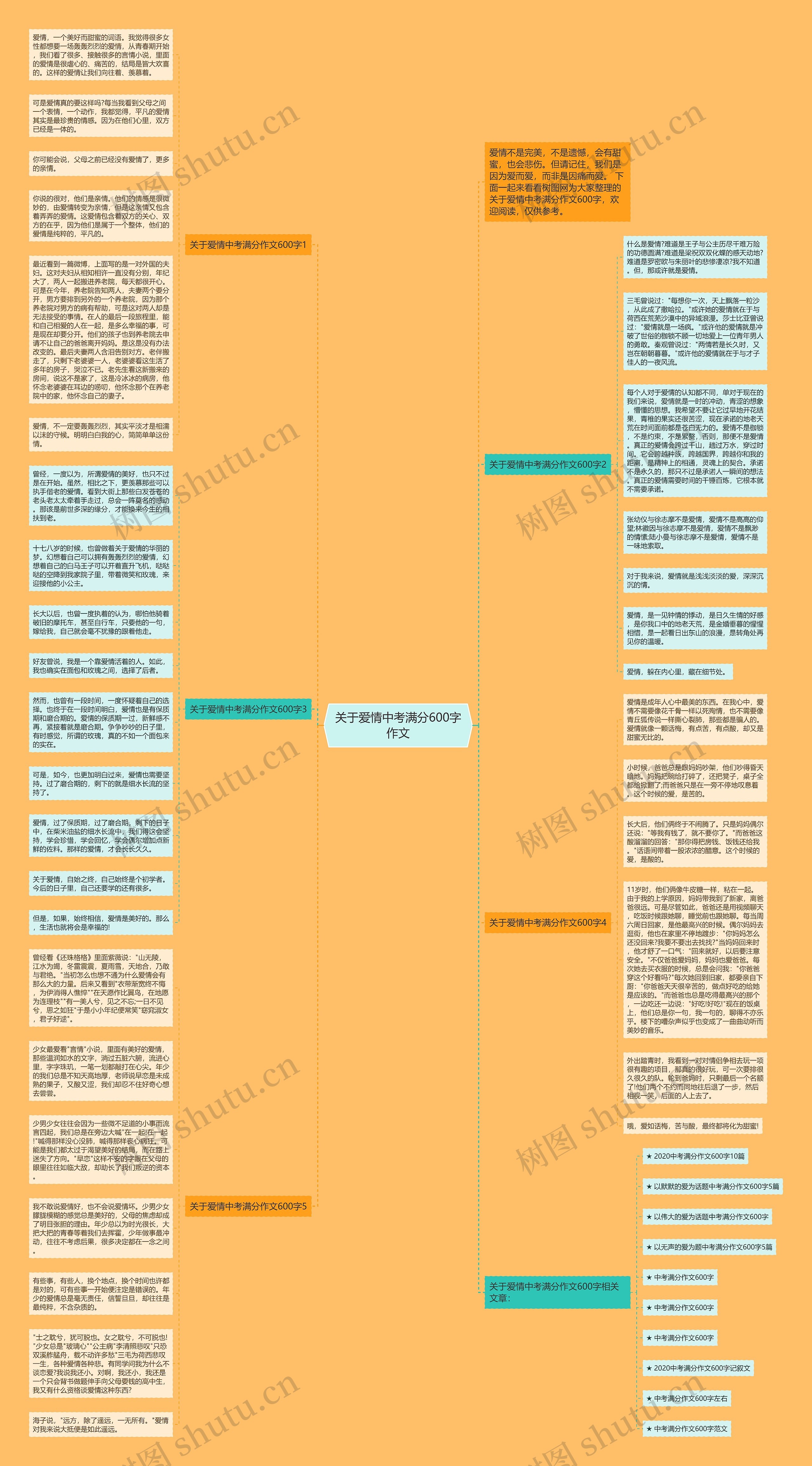 关于爱情中考满分600字作文思维导图