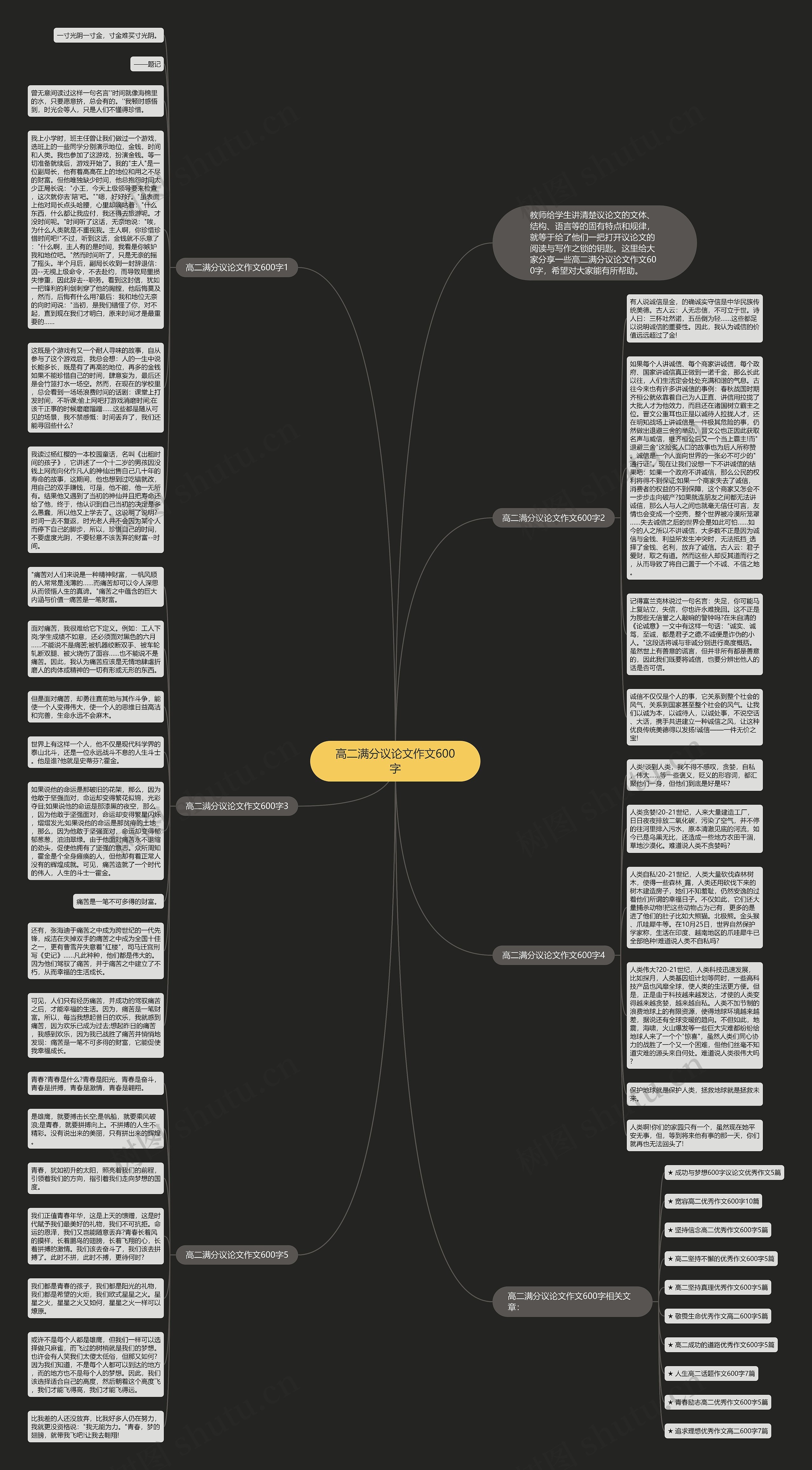 高二满分议论文作文600字思维导图