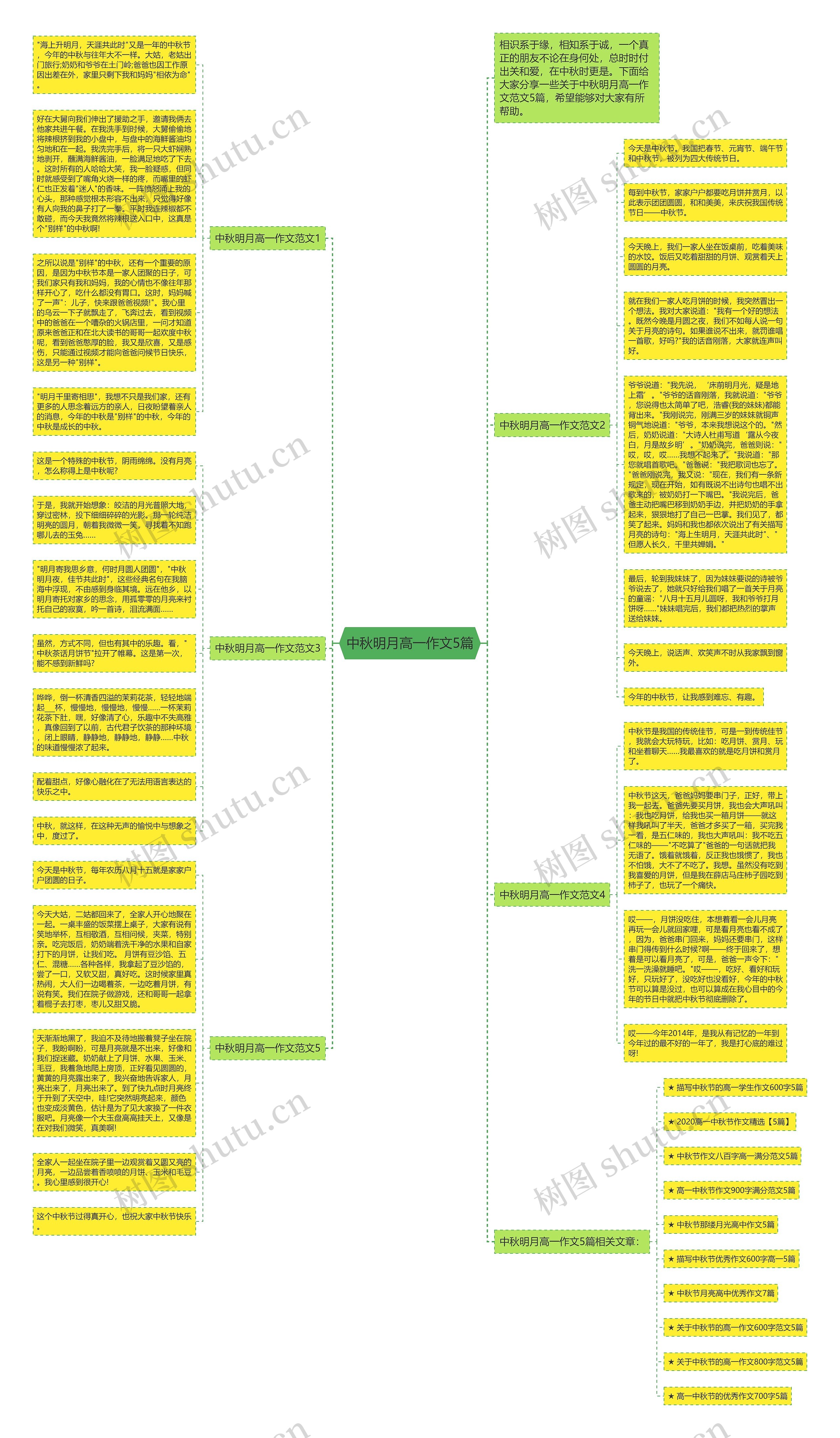 中秋明月高一作文5篇思维导图