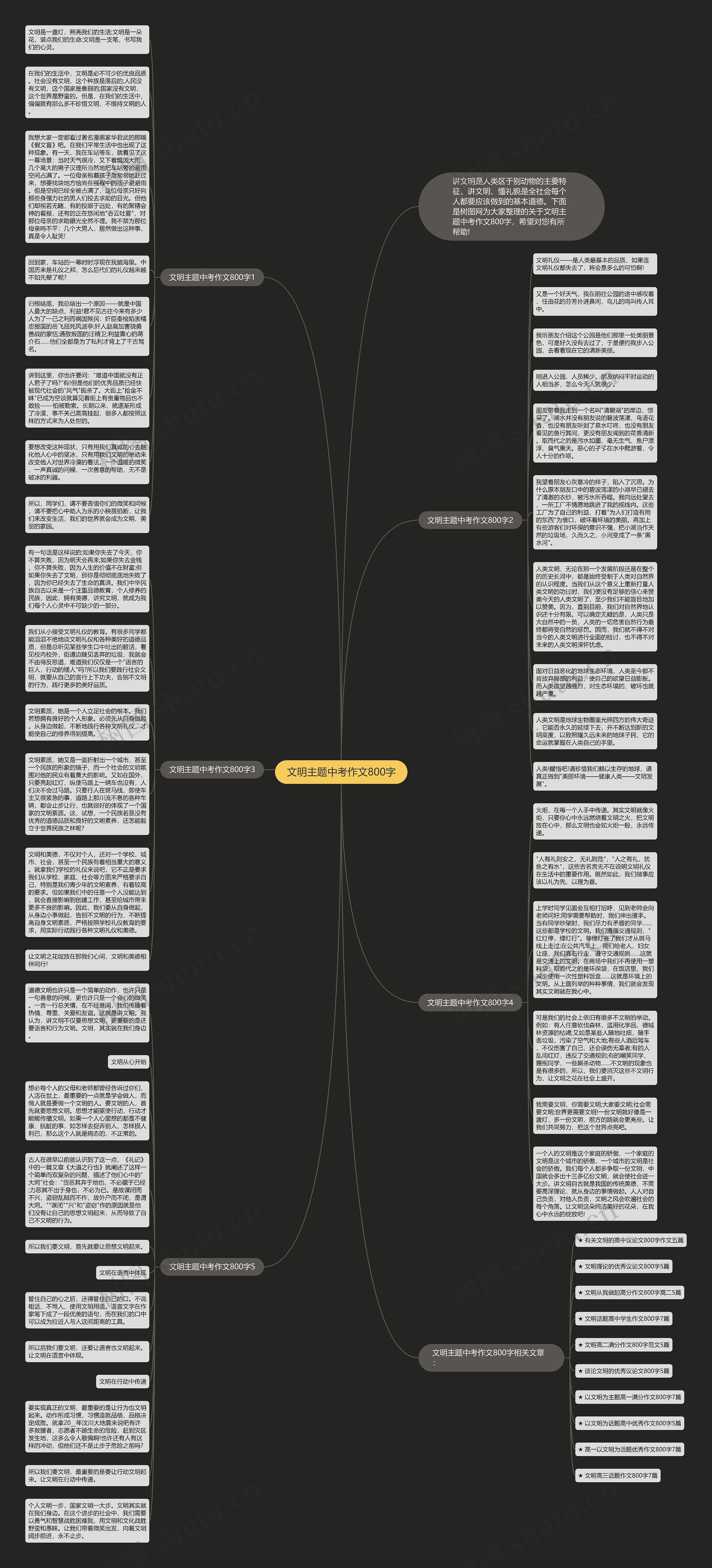文明主题中考作文800字思维导图