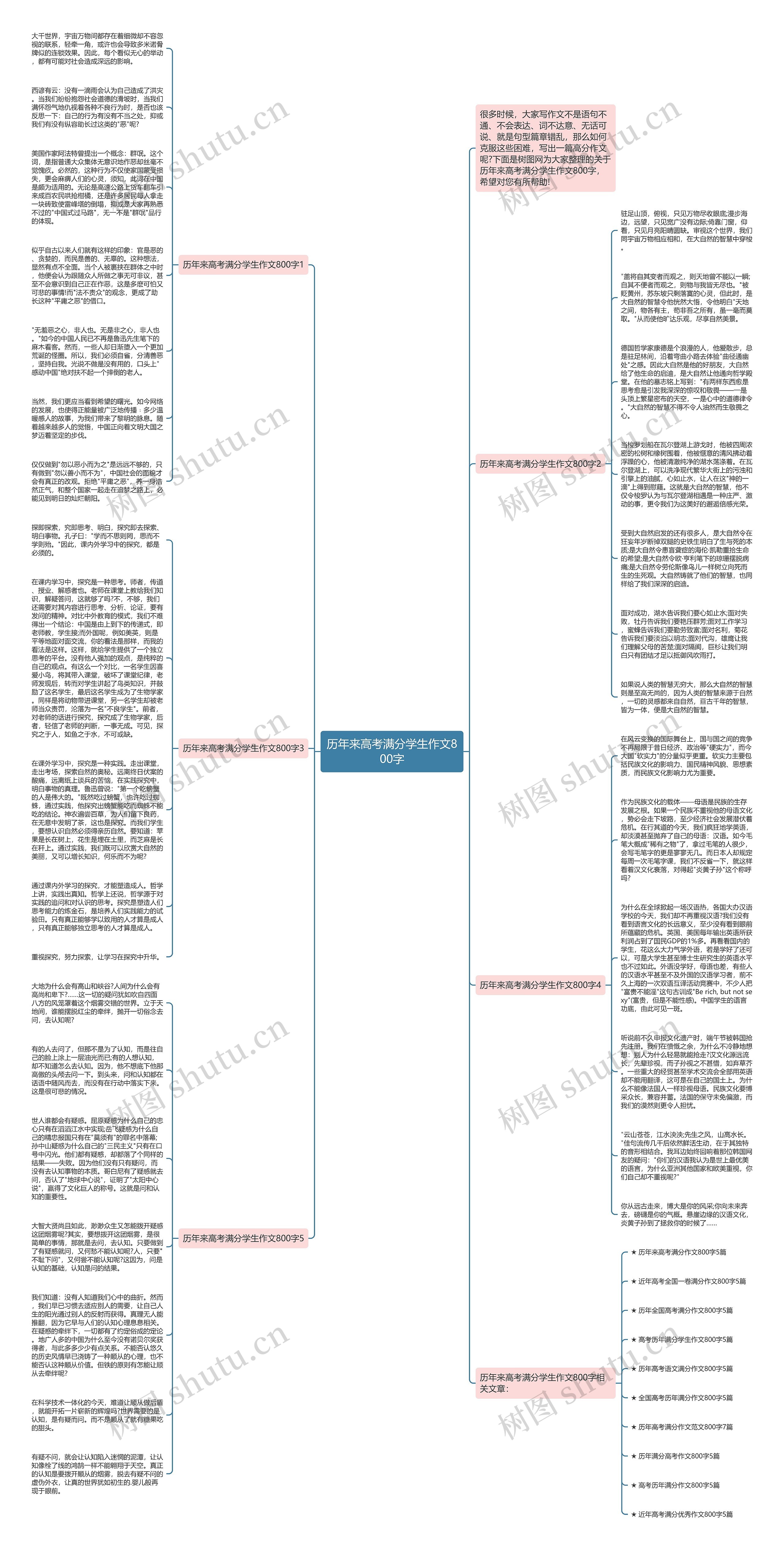 历年来高考满分学生作文800字思维导图