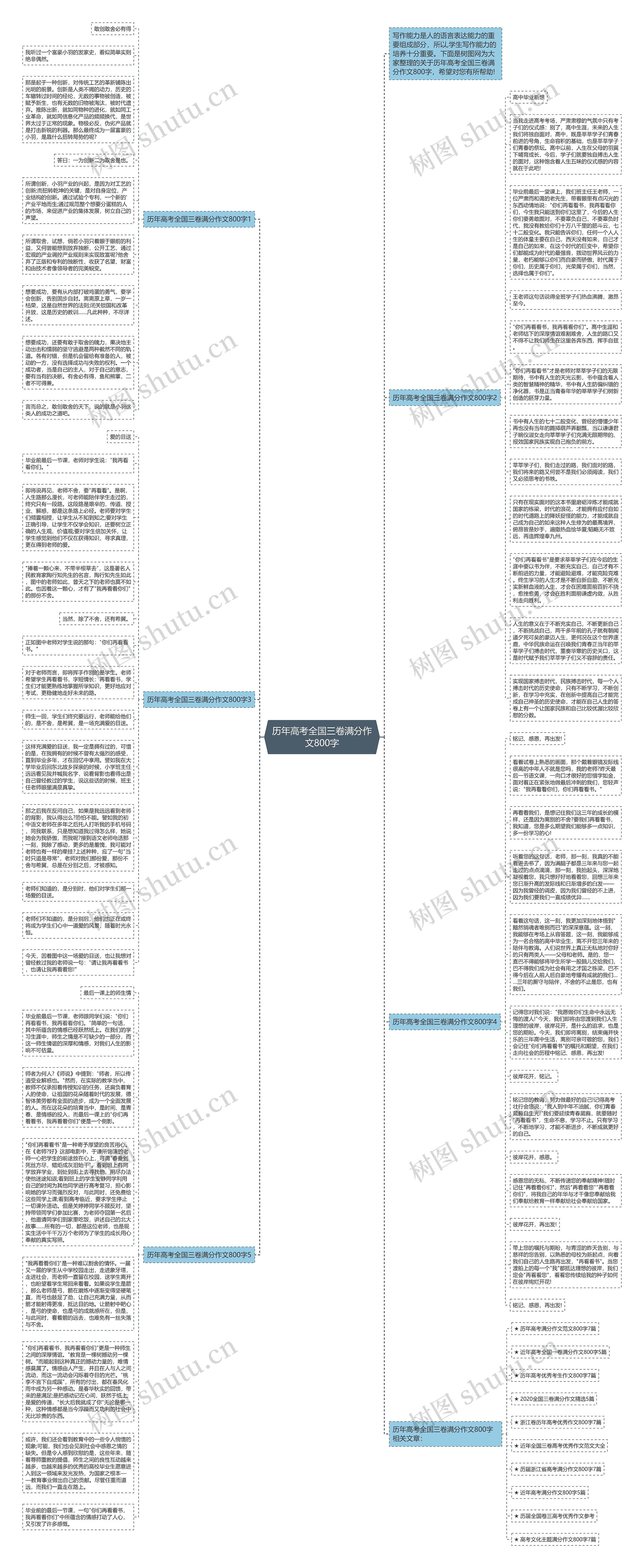 历年高考全国三卷满分作文800字思维导图
