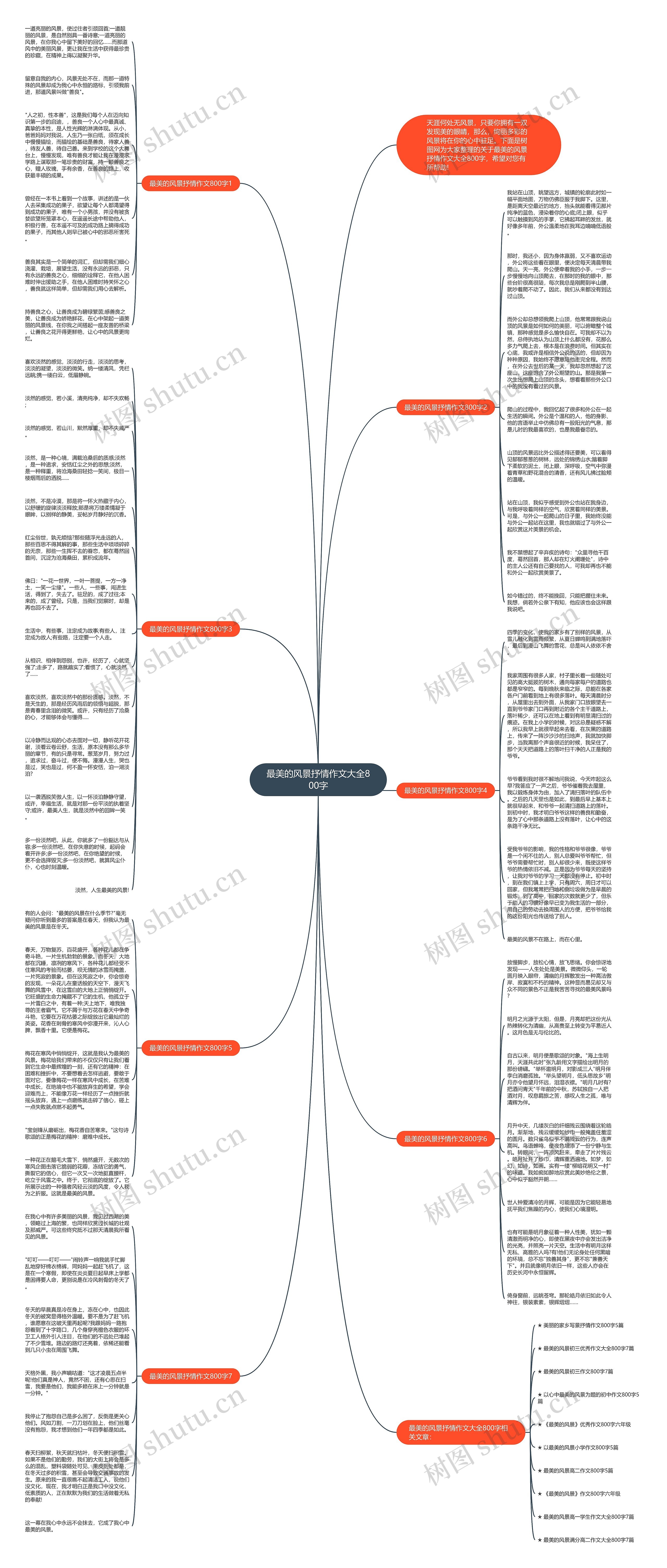 最美的风景抒情作文大全800字思维导图