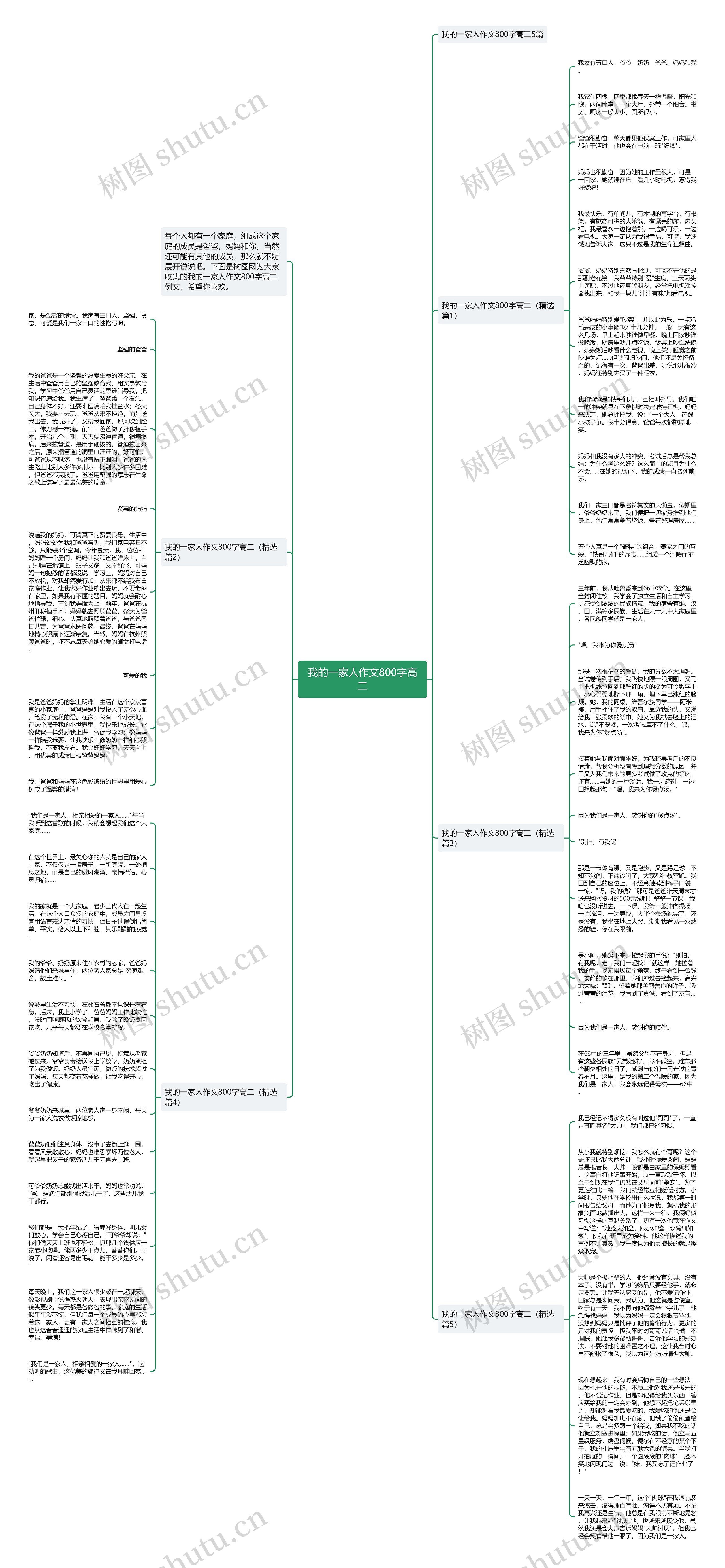 我的一家人作文800字高二思维导图
