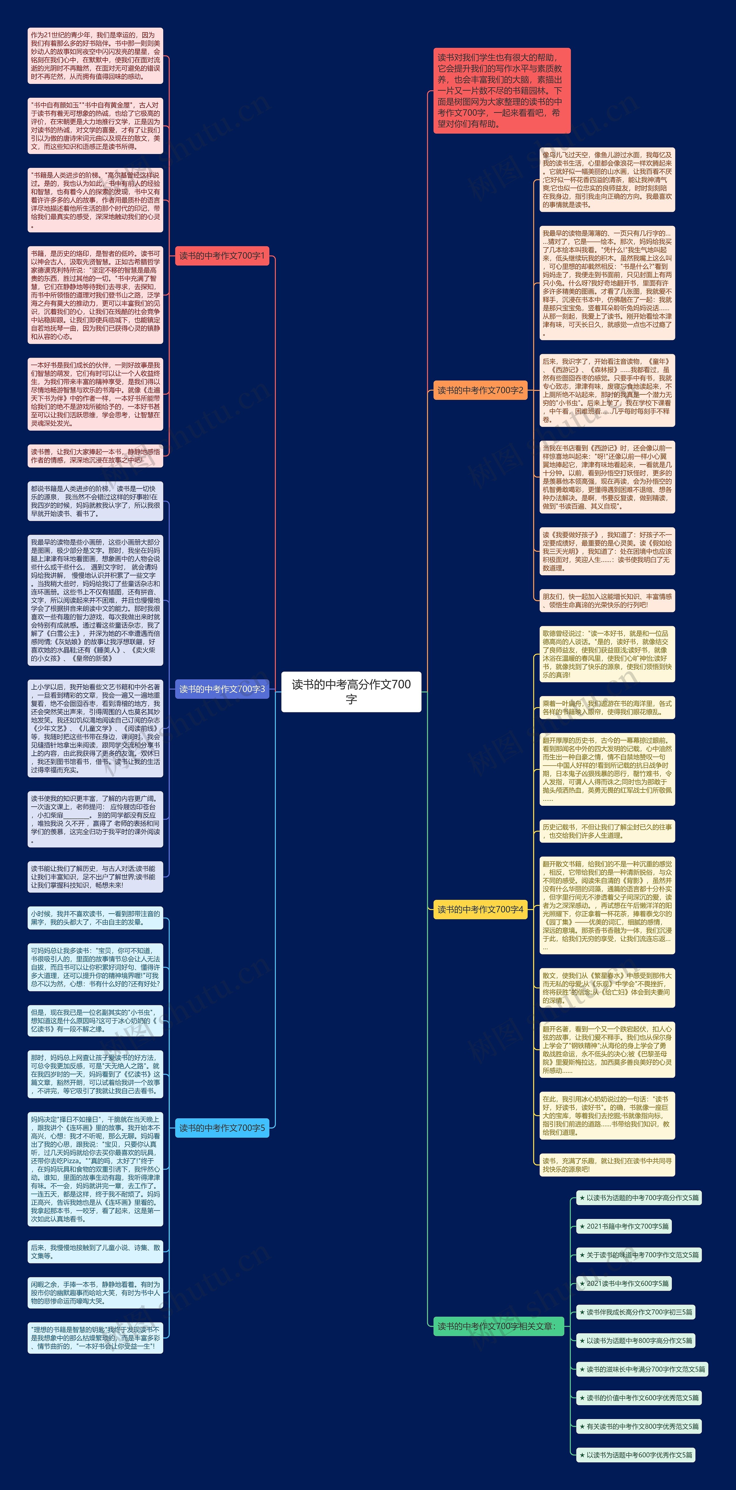 读书的中考高分作文700字思维导图