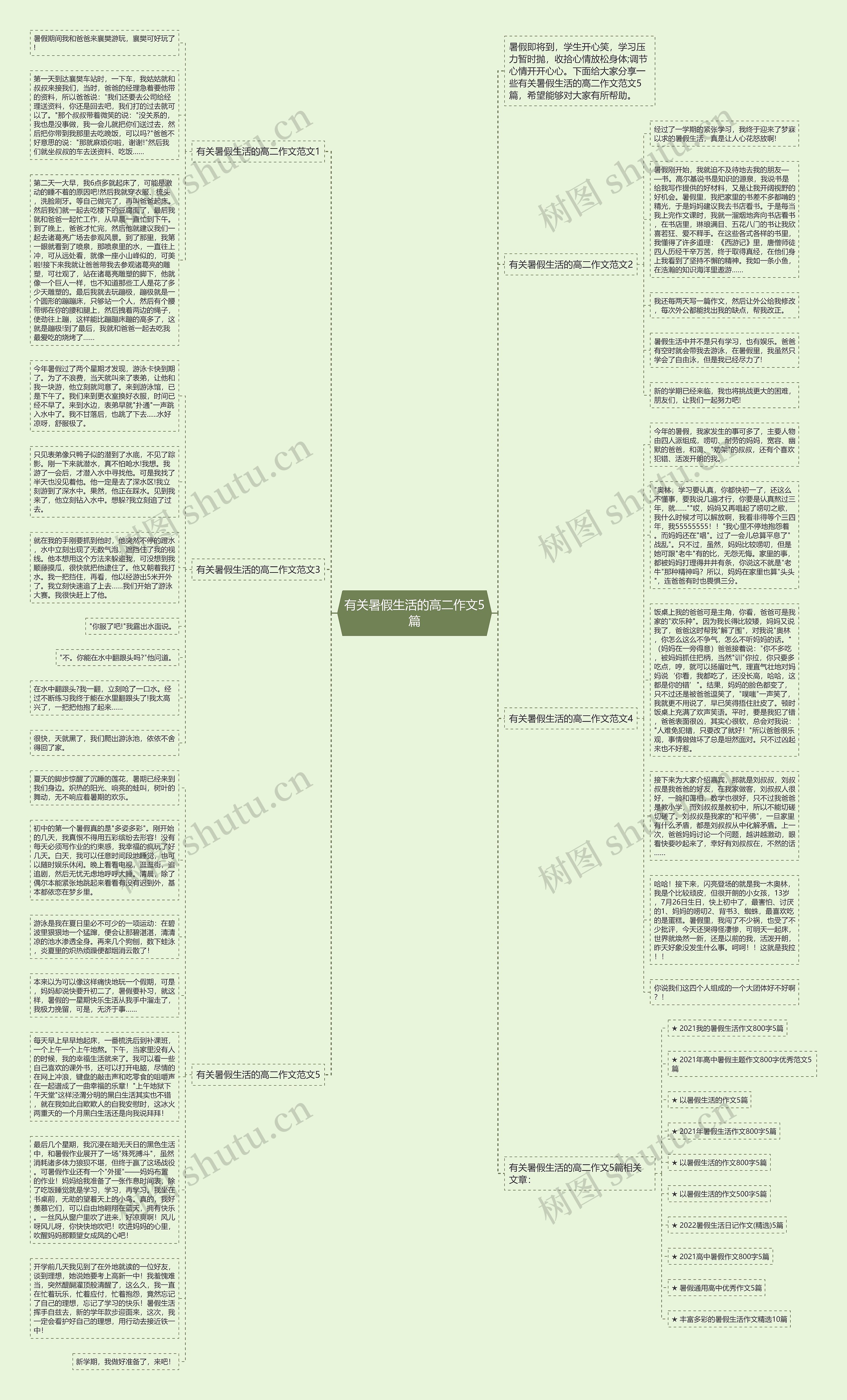 有关暑假生活的高二作文5篇思维导图