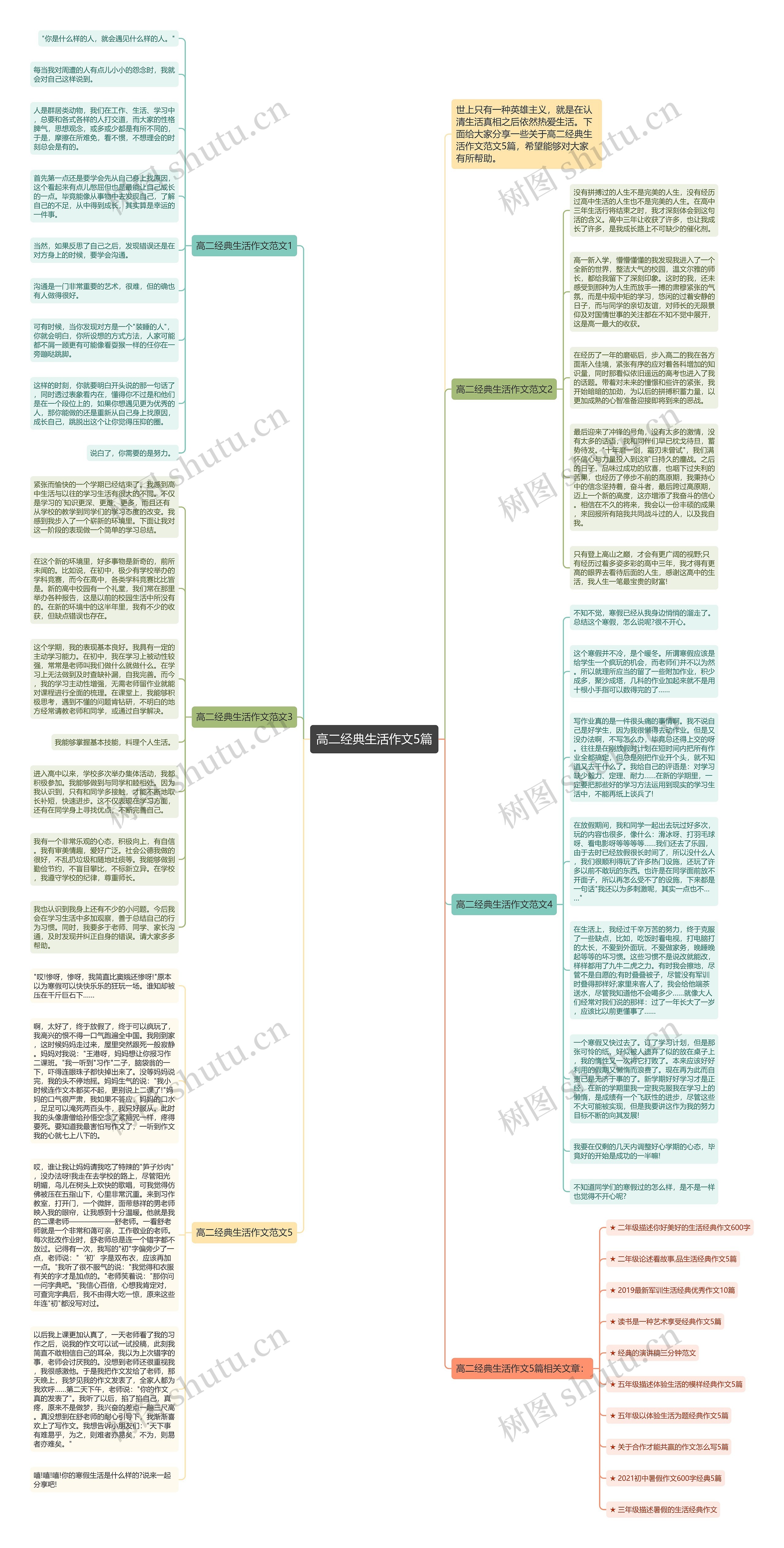 高二经典生活作文5篇思维导图