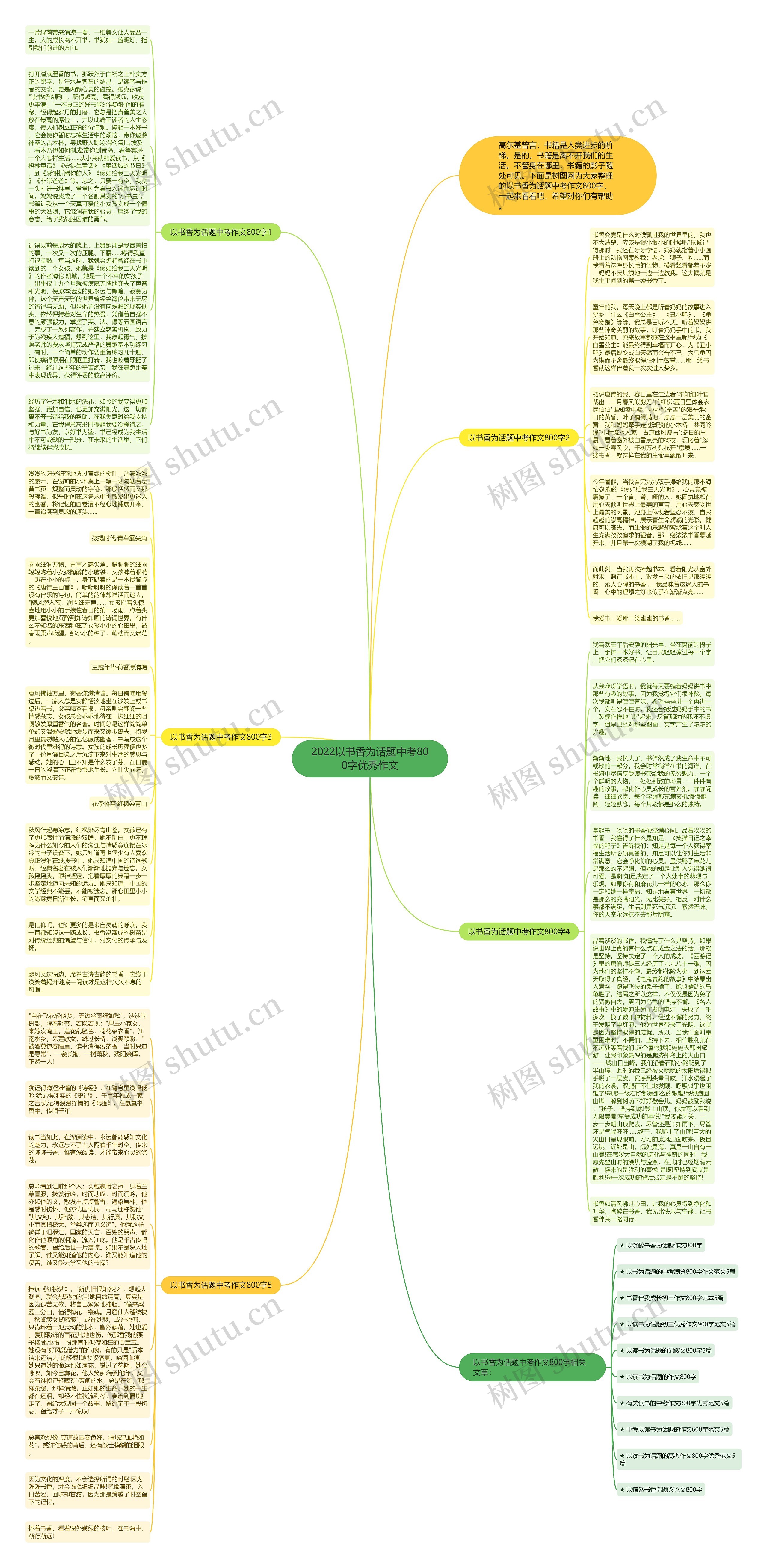 2022以书香为话题中考800字优秀作文思维导图