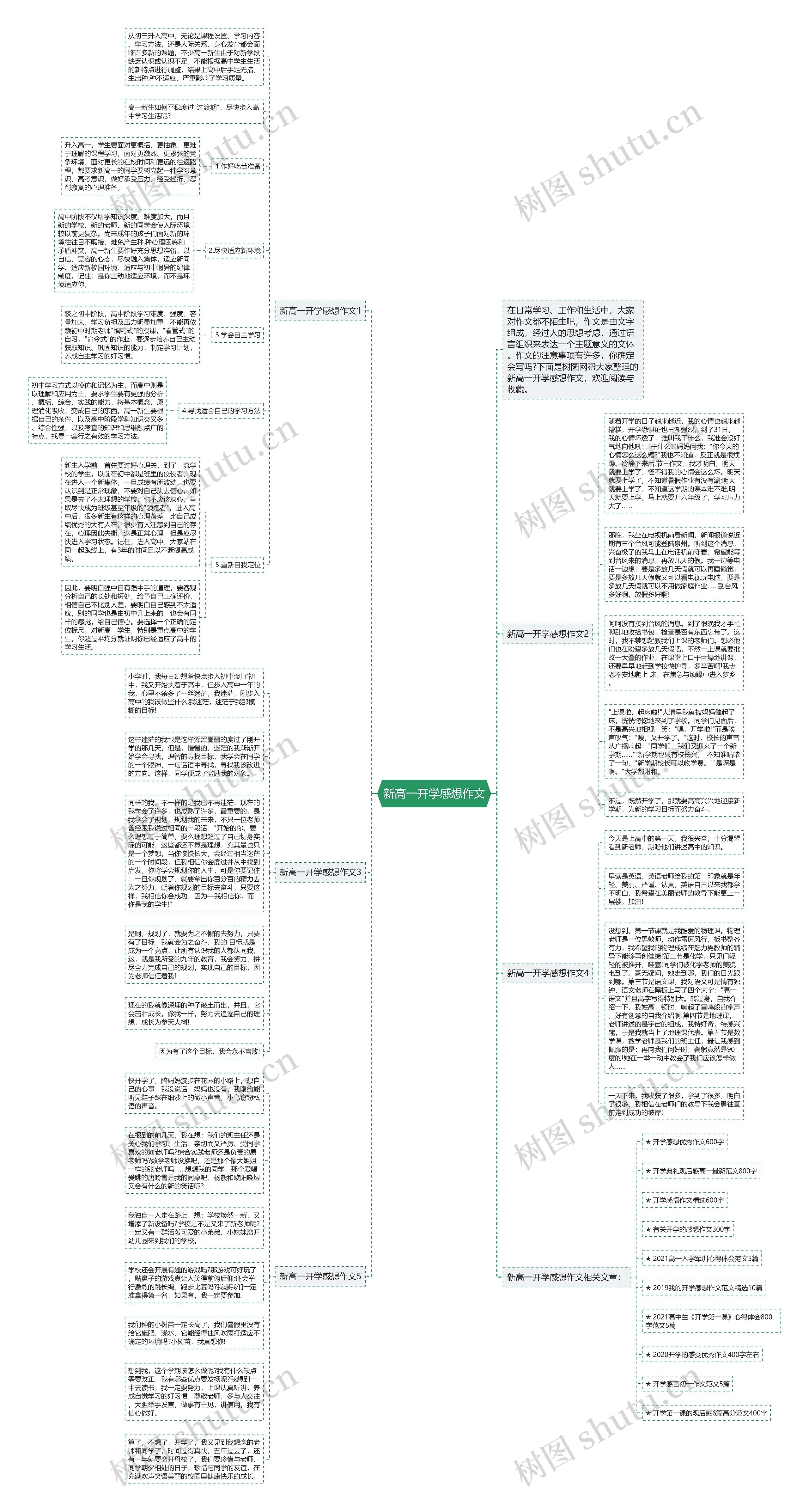 新高一开学感想作文思维导图
