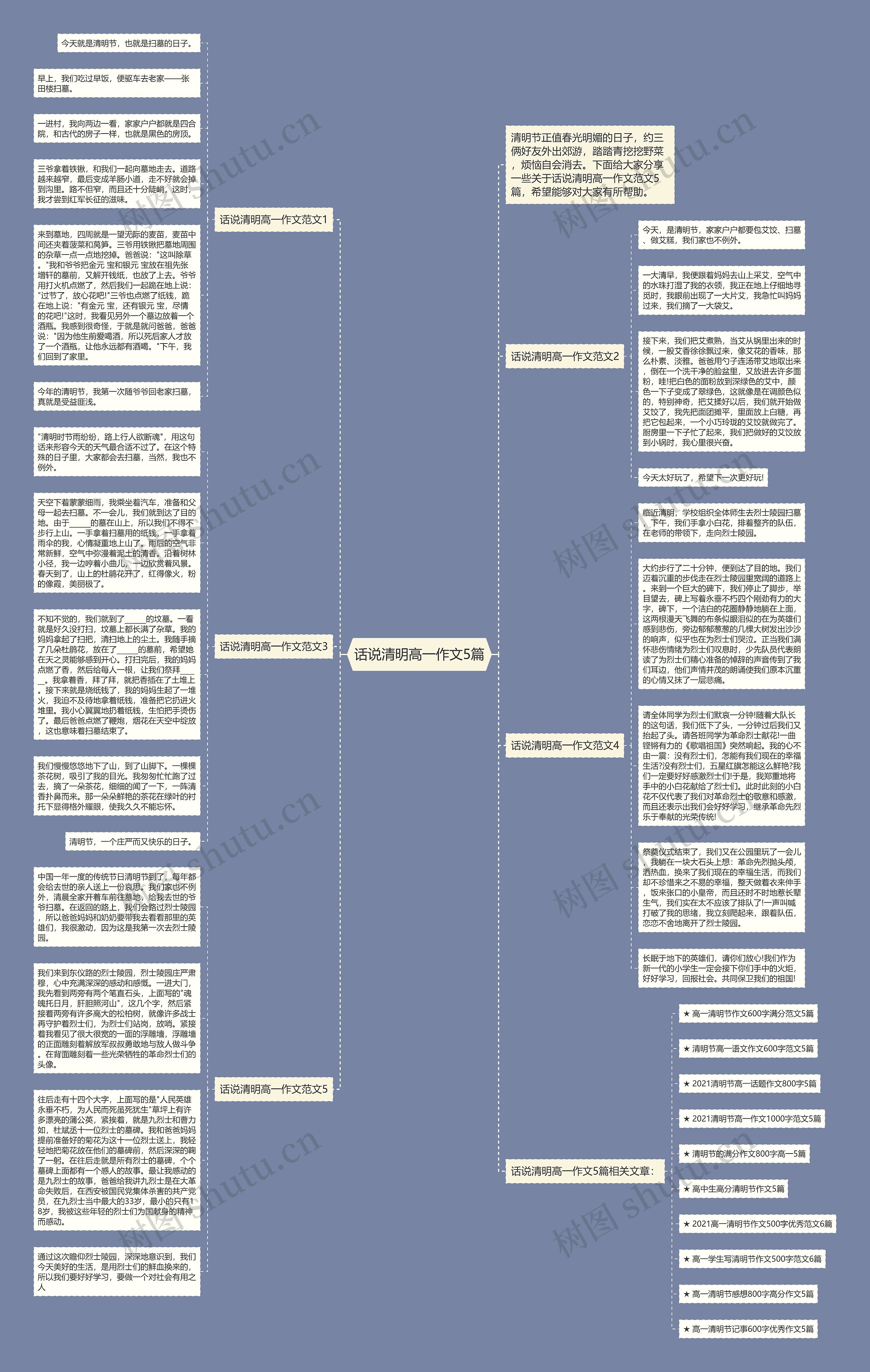 话说清明高一作文5篇思维导图
