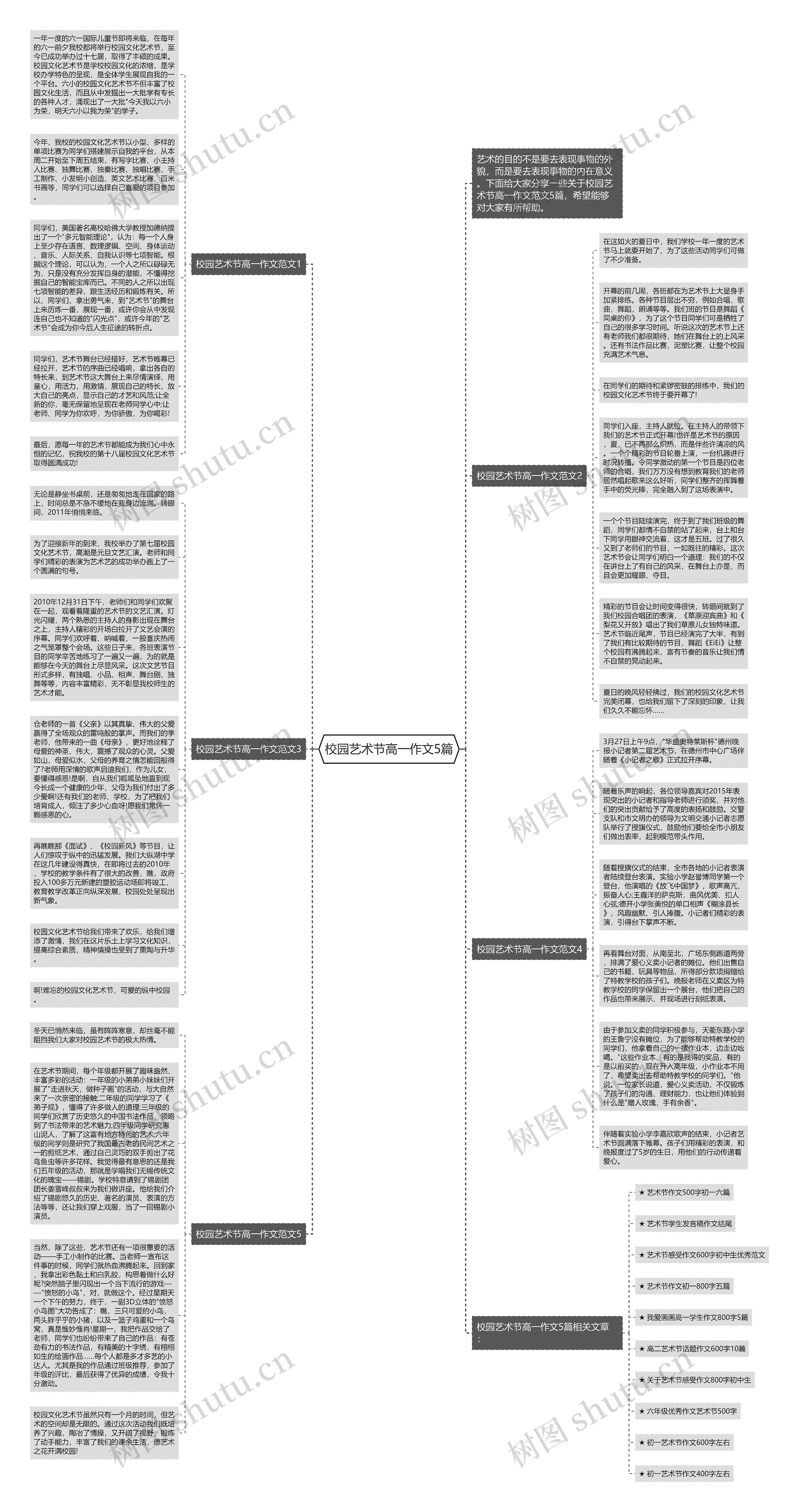 校园艺术节高一作文5篇思维导图